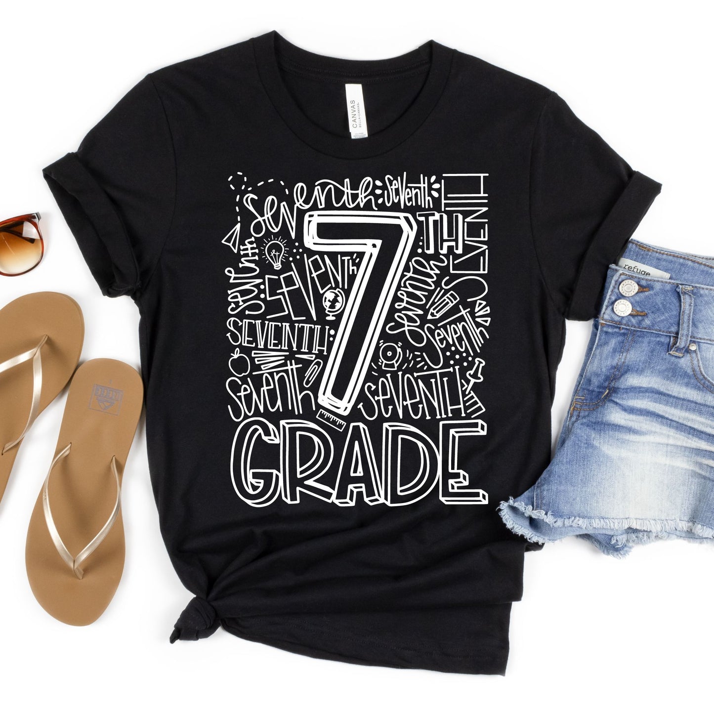 Seventh Grade Typography Primary Color Tees - MariROsa Craft Shop