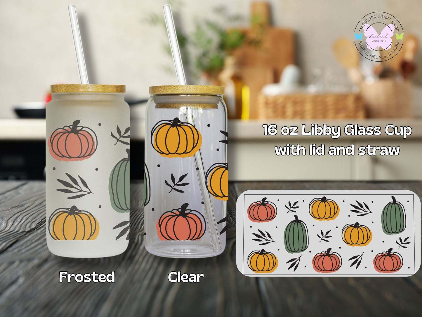 Boho Pumpkin Libby Glass - MariROsa Craft Shop