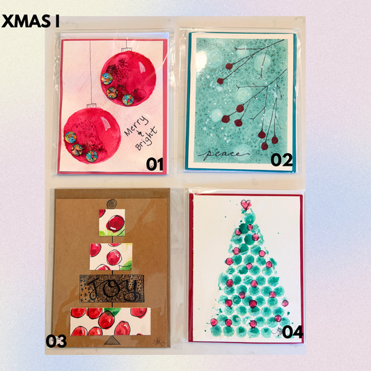 Christmas Set 1 Hand-Painted Greeting Cards