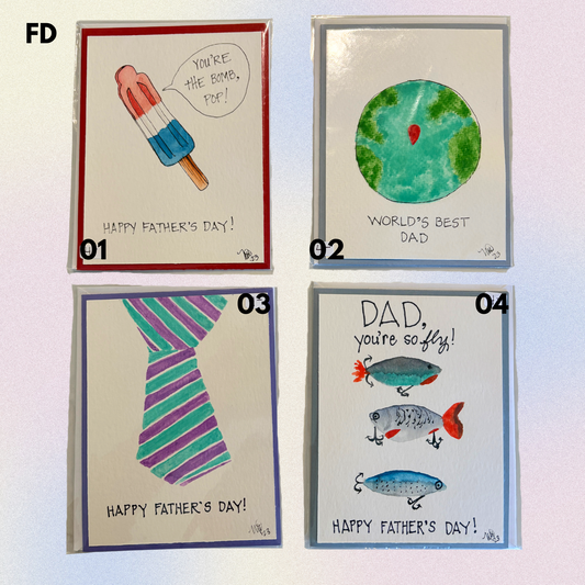 Father's Day Hand-Painted Greeting Cards
