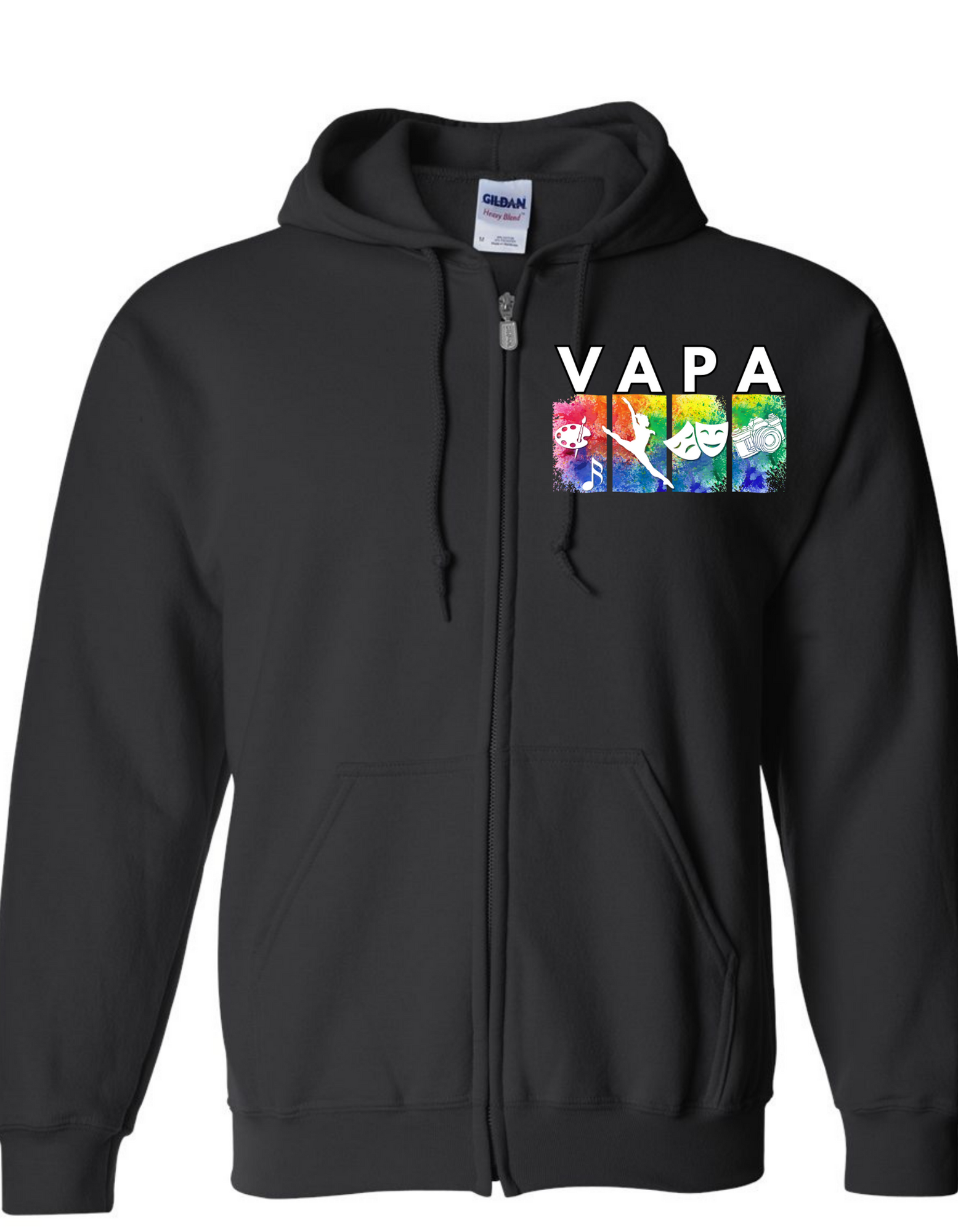 VAPA Front Zip Hooded Sweatshirt ADULT 3XL / Rectangle Splash Design / Visual Arts VAPA Front Zip Hooded Sweatshirt ADULT 3XL / Rectangle Splash Design / Visual Arts