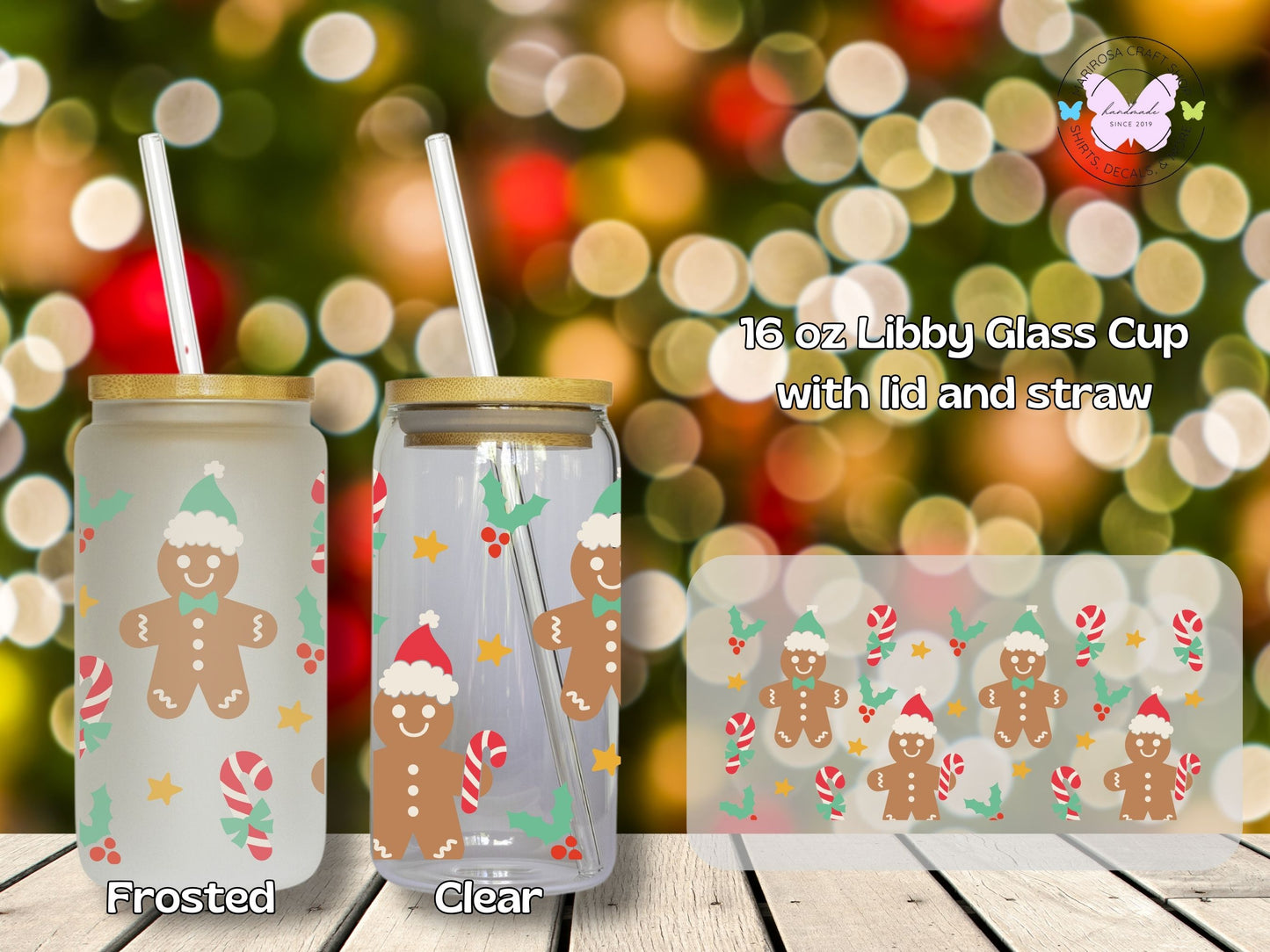 Gingerbread Santa Libby Glass - MariROsa Craft Shop