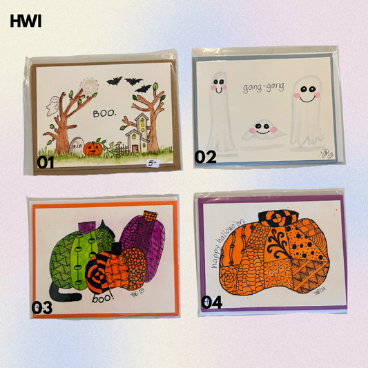 Halloween Set 1 Hand-Painted Greeting Cards