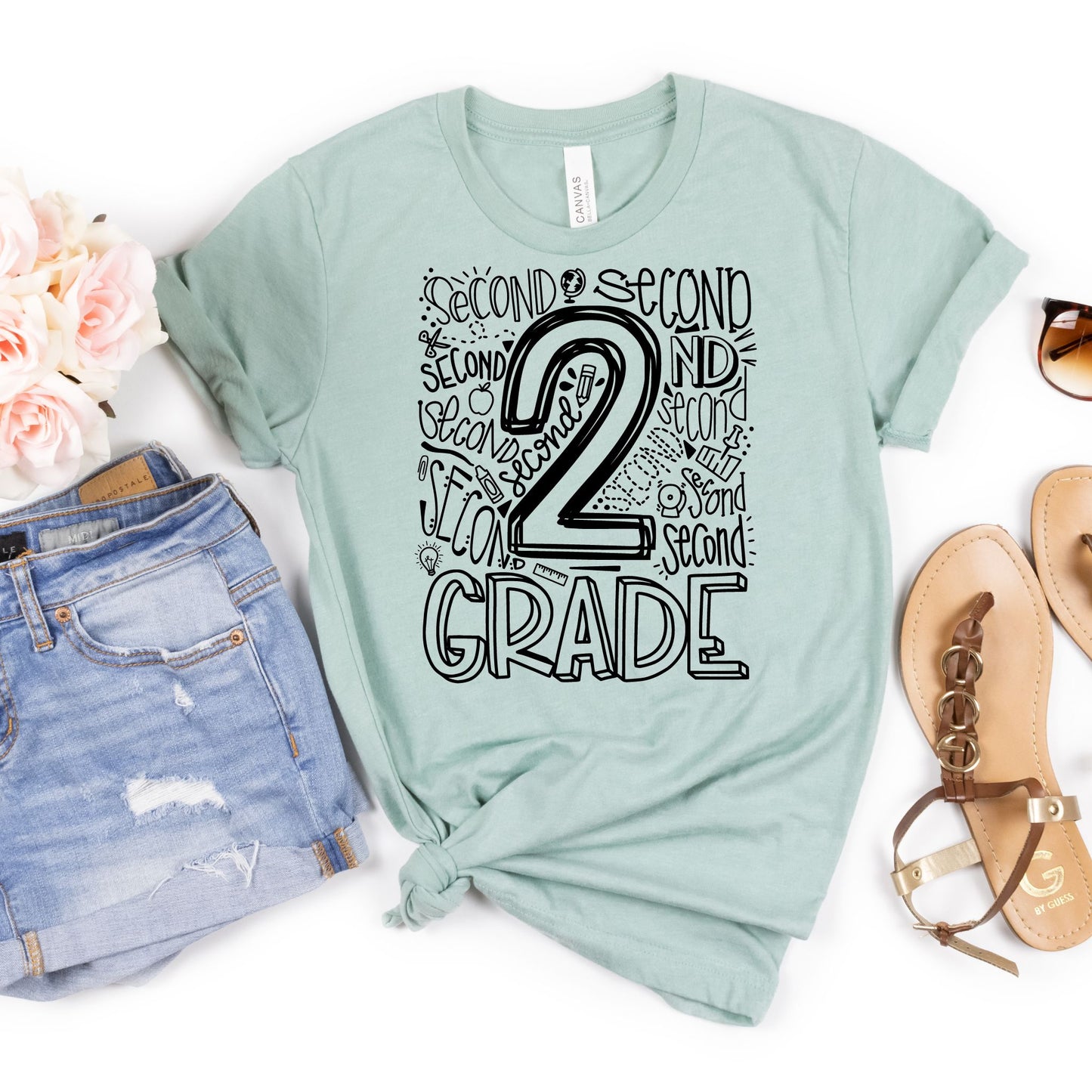 Second Grade Typography Assorted Color Tee - MariROsa Craft Shop