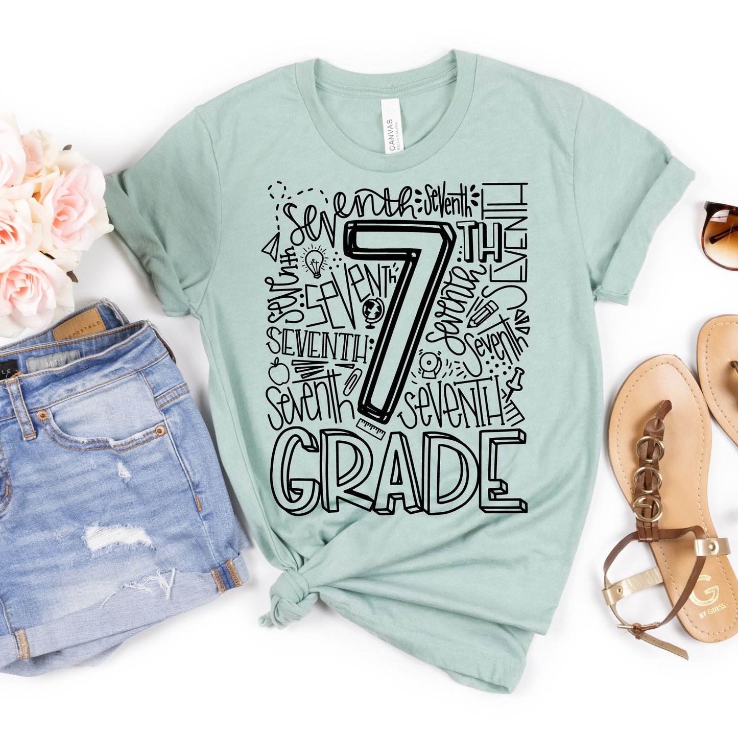 Seventh Grade Typography Assorted Color Tee - MariROsa Craft Shop