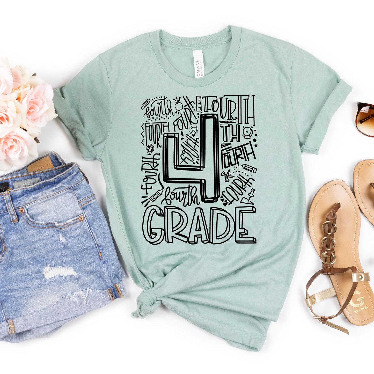 Fourth Grade Typography Assorted Color Tee - MariROsa Craft Shop