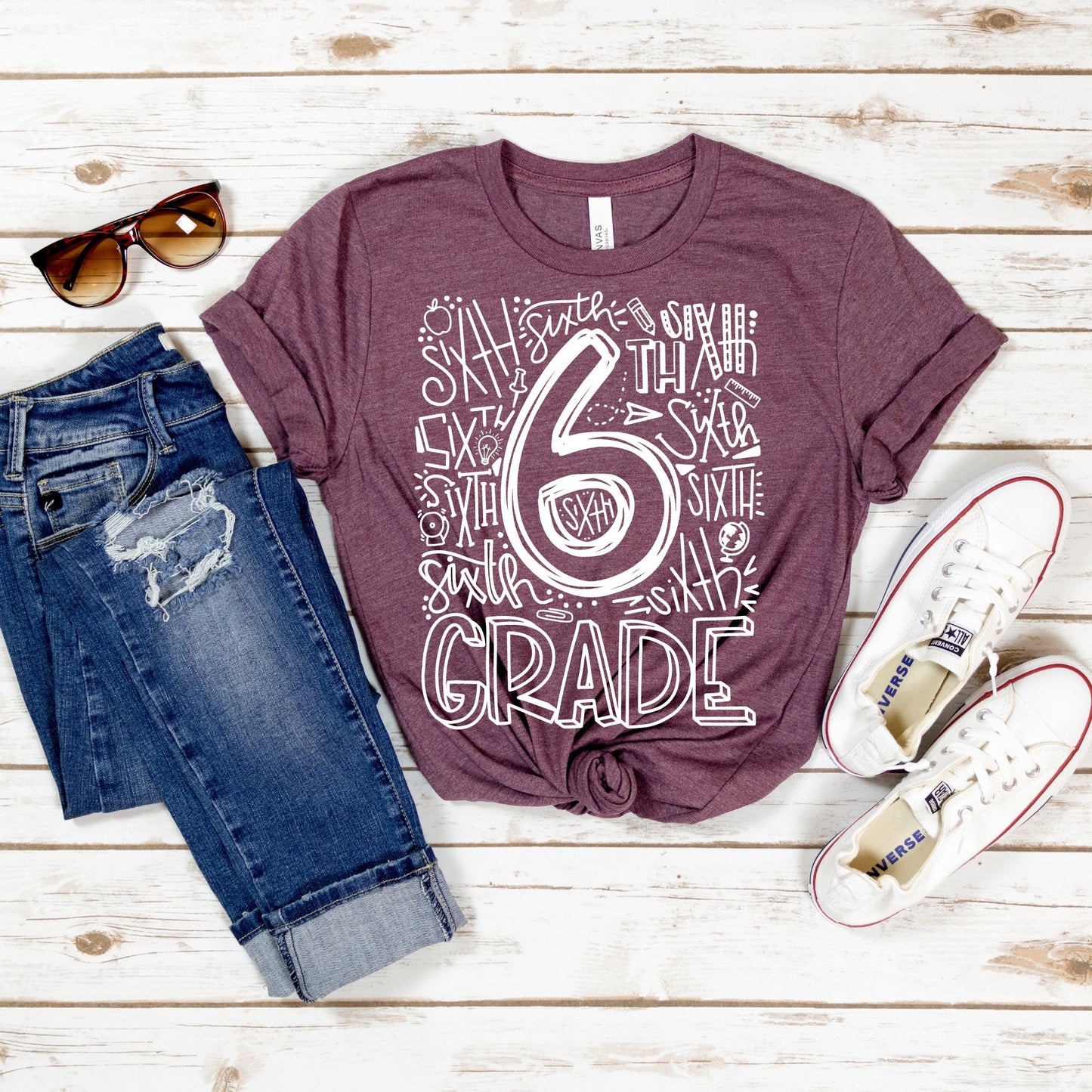 Sixth Grade Typography Assorted Color Tee - MariROsa Craft Shop