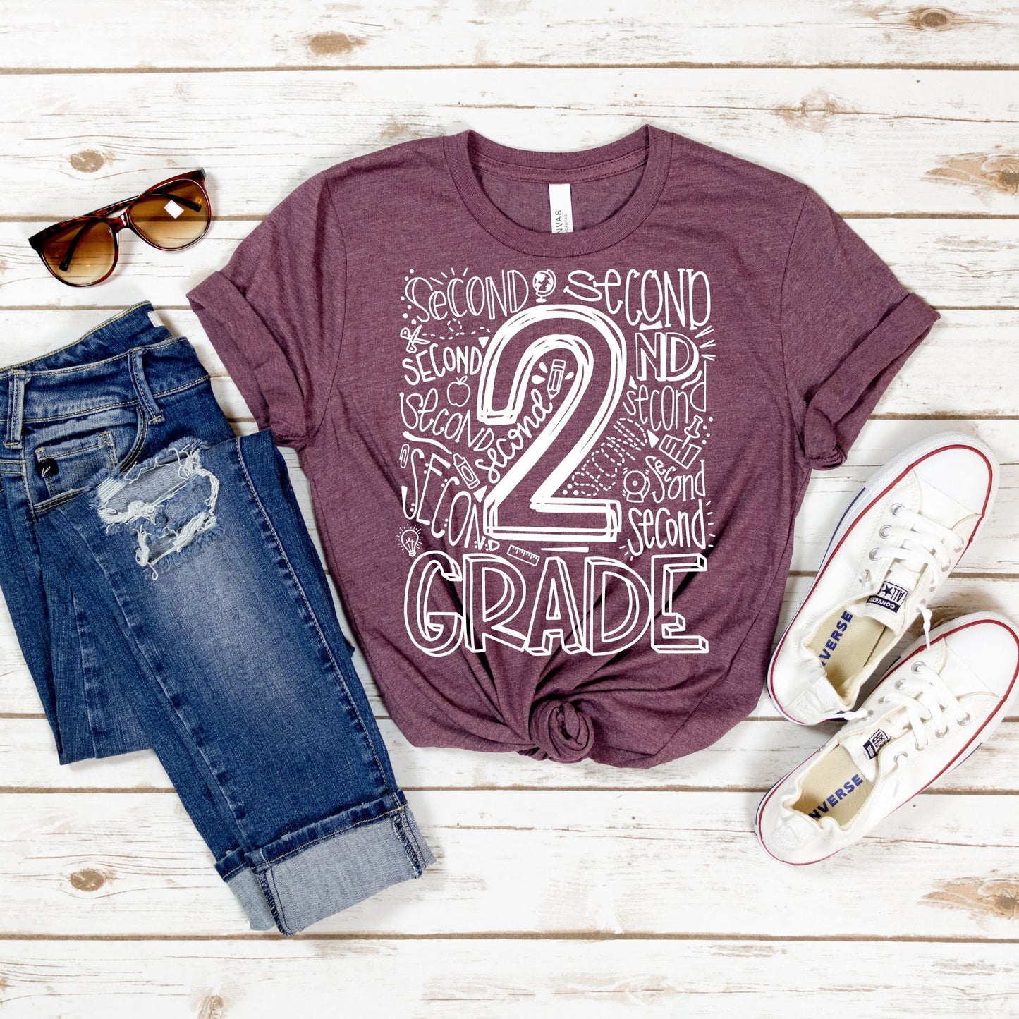 Second Grade Typography Assorted Color Tee - MariROsa Craft Shop