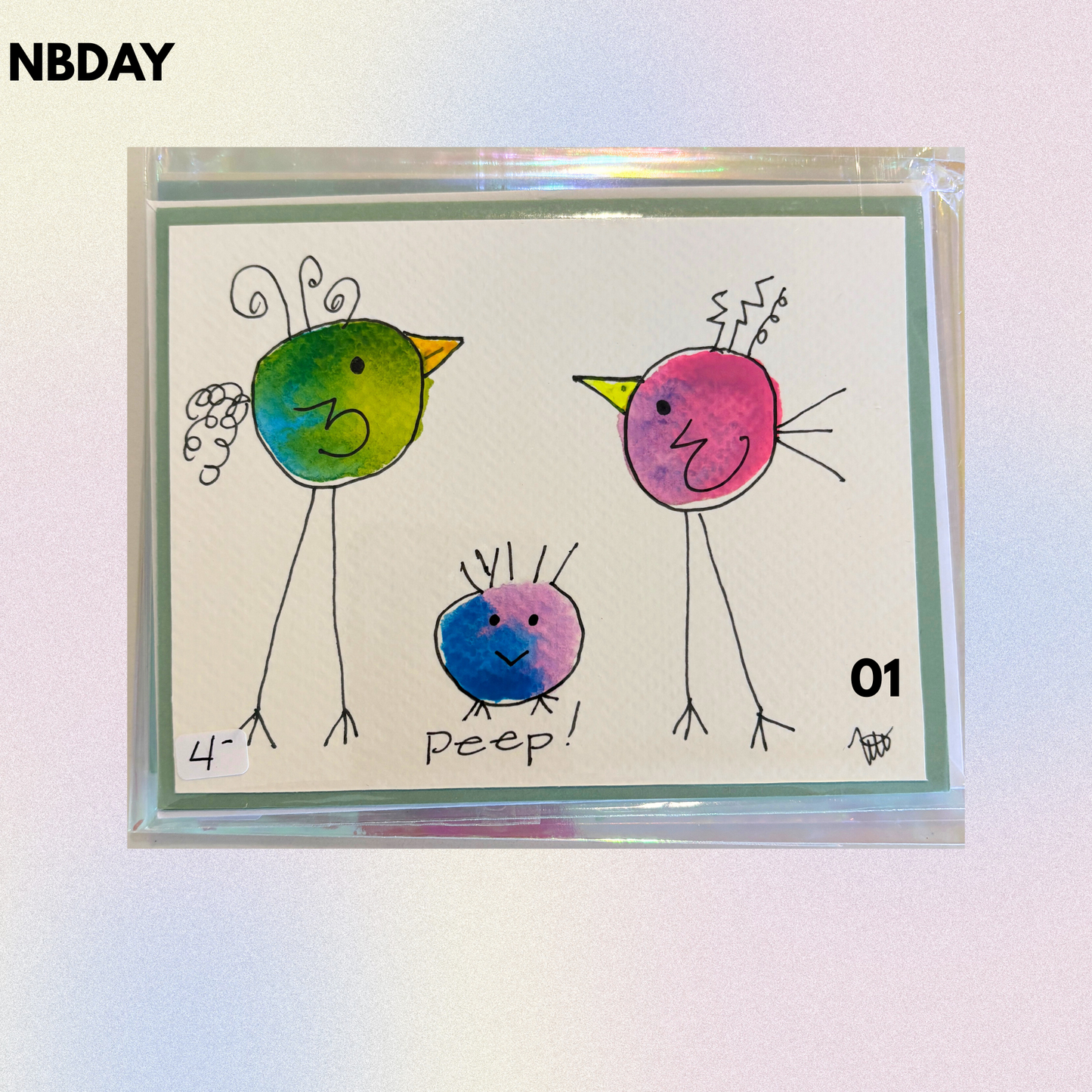 Newborn-Baby Birthday Hand-Painted Greeting Cards