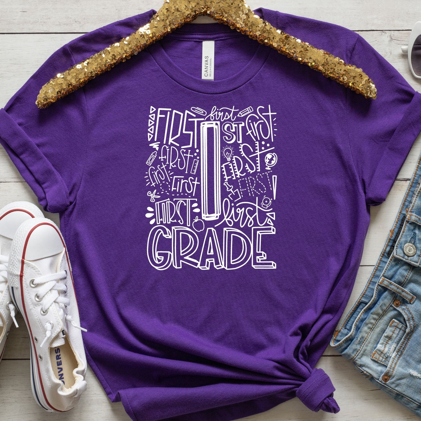 First Grade Typography Primary Color Tees - MariROsa Craft Shop