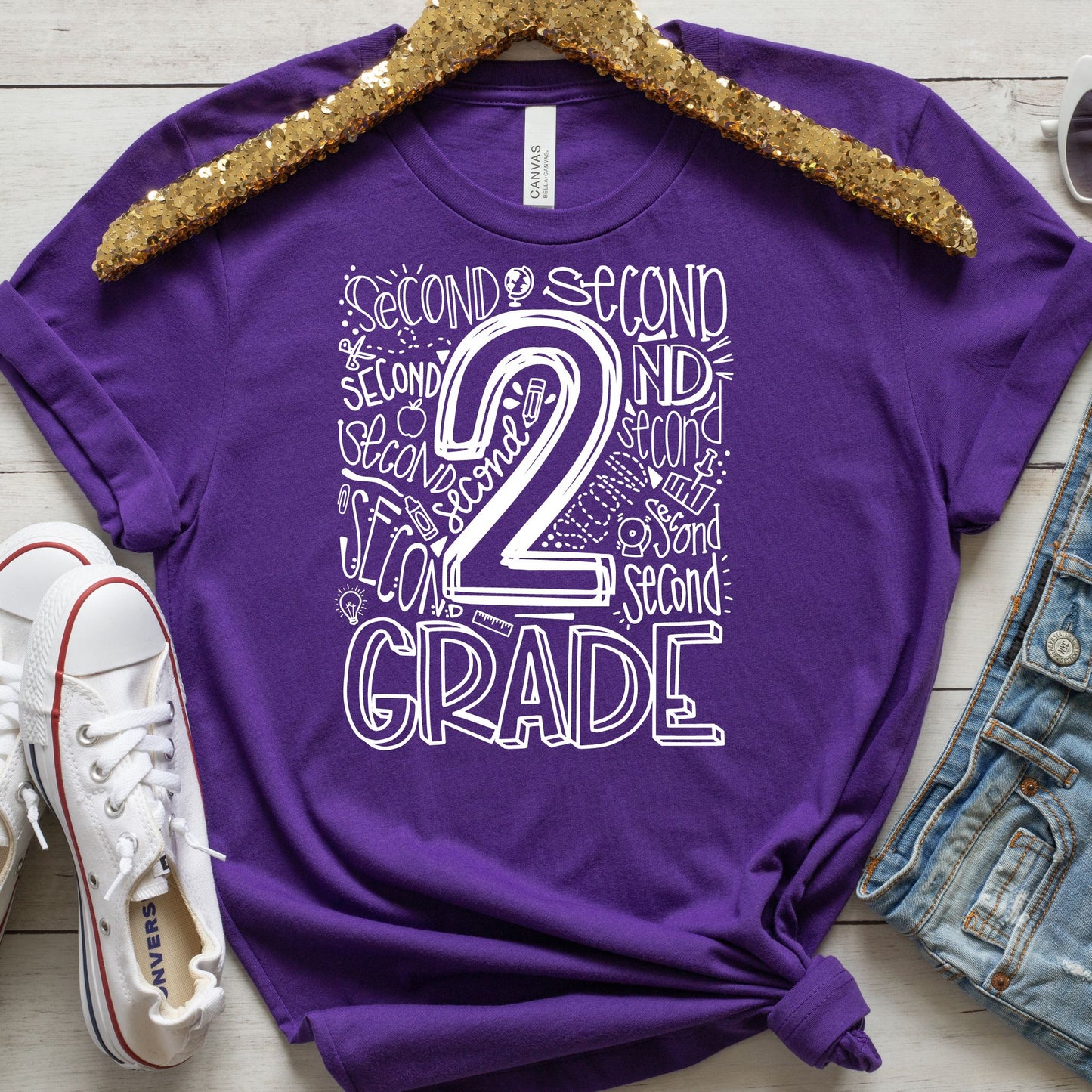 Second Grade Typography Primary Color Tees - MariROsa Craft Shop