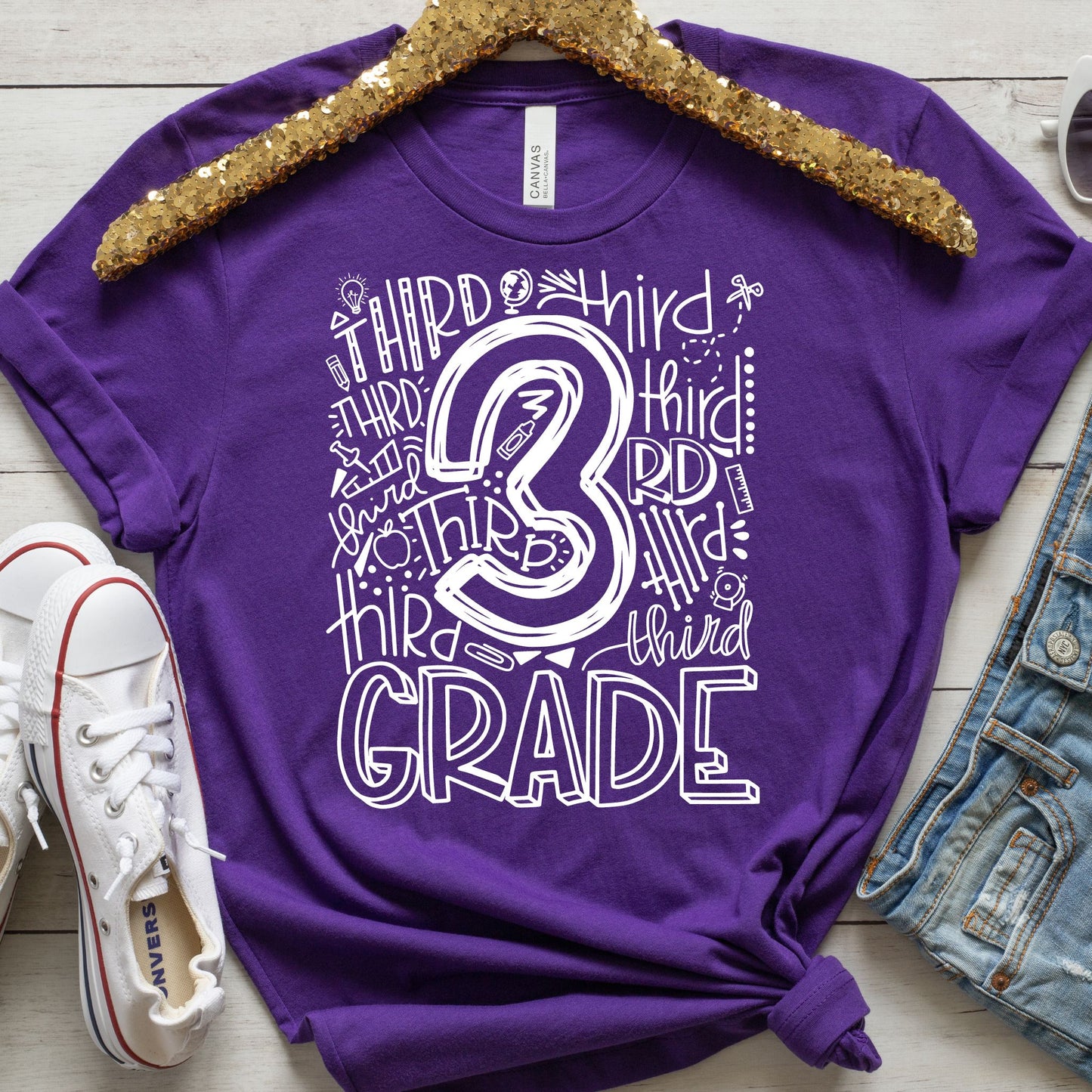 Third Grade Typography Primary Color Tees - MariROsa Craft Shop