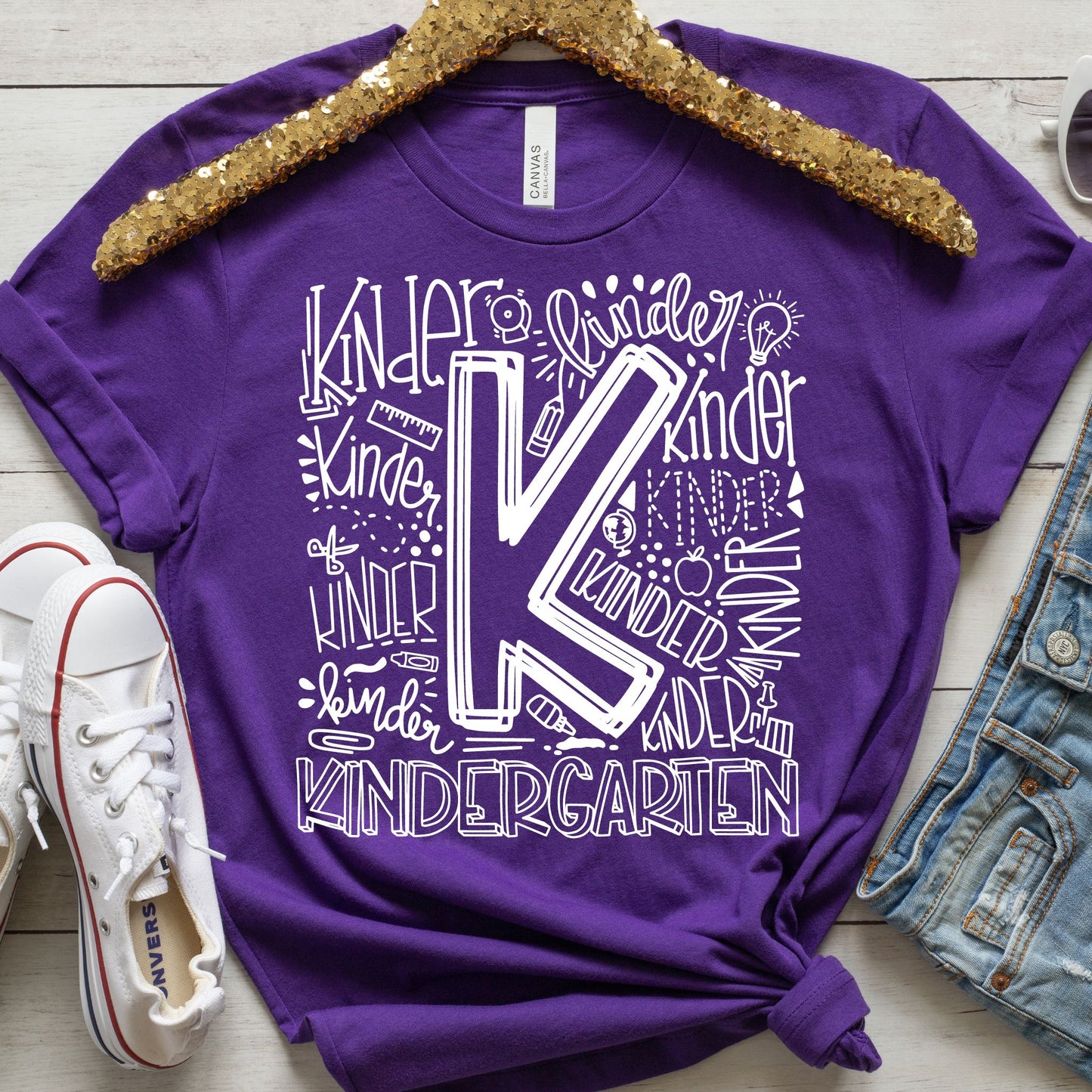 Kindergarten Typography Primary Color Tees - MariROsa Craft Shop