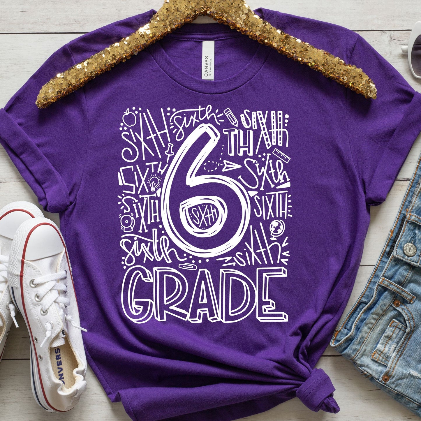Sixth Grade Typography Primary Color Tees - MariROsa Craft Shop