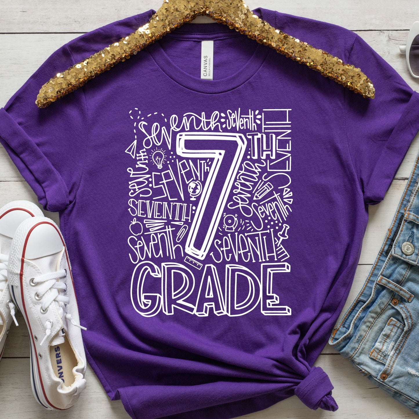 Seventh Grade Typography Primary Color Tees - MariROsa Craft Shop