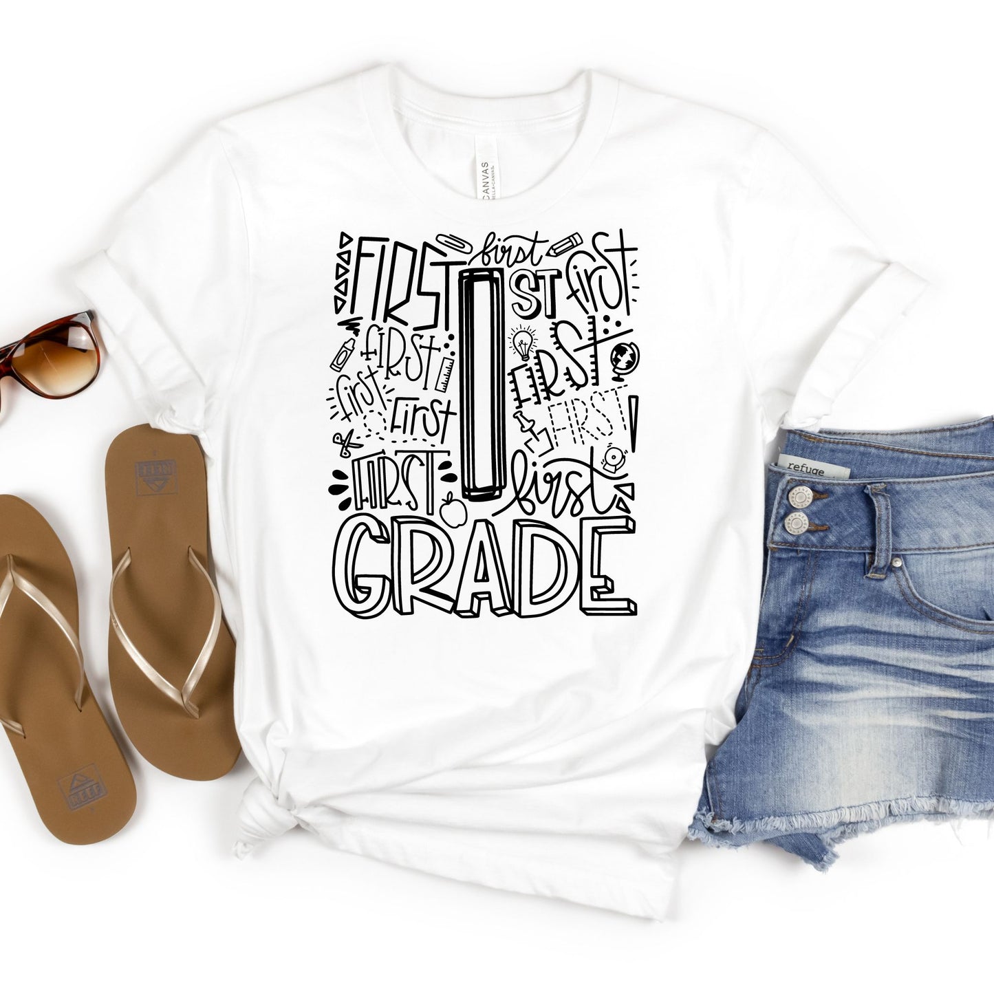 First Grade Typography Primary Color Tees - MariROsa Craft Shop