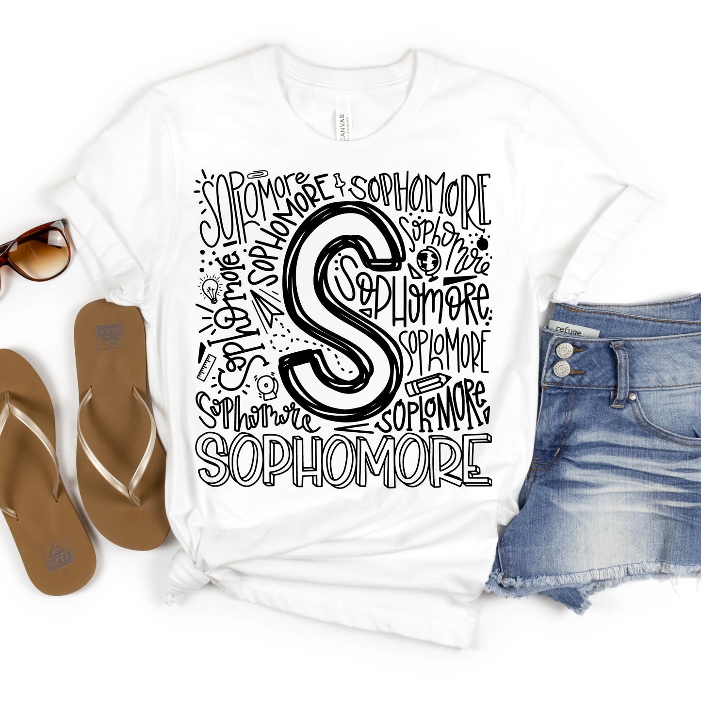 Sophomore Typography Primary Color Tees - MariROsa Craft Shop