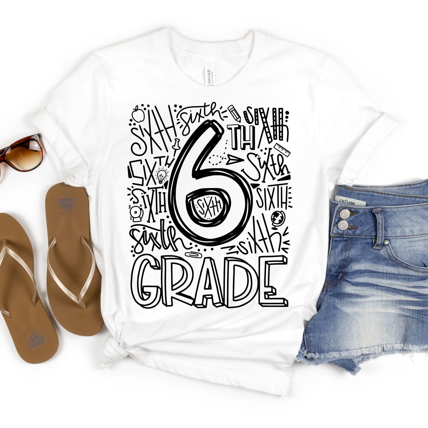 Sixth Grade Typography Primary Color Tees - MariROsa Craft Shop
