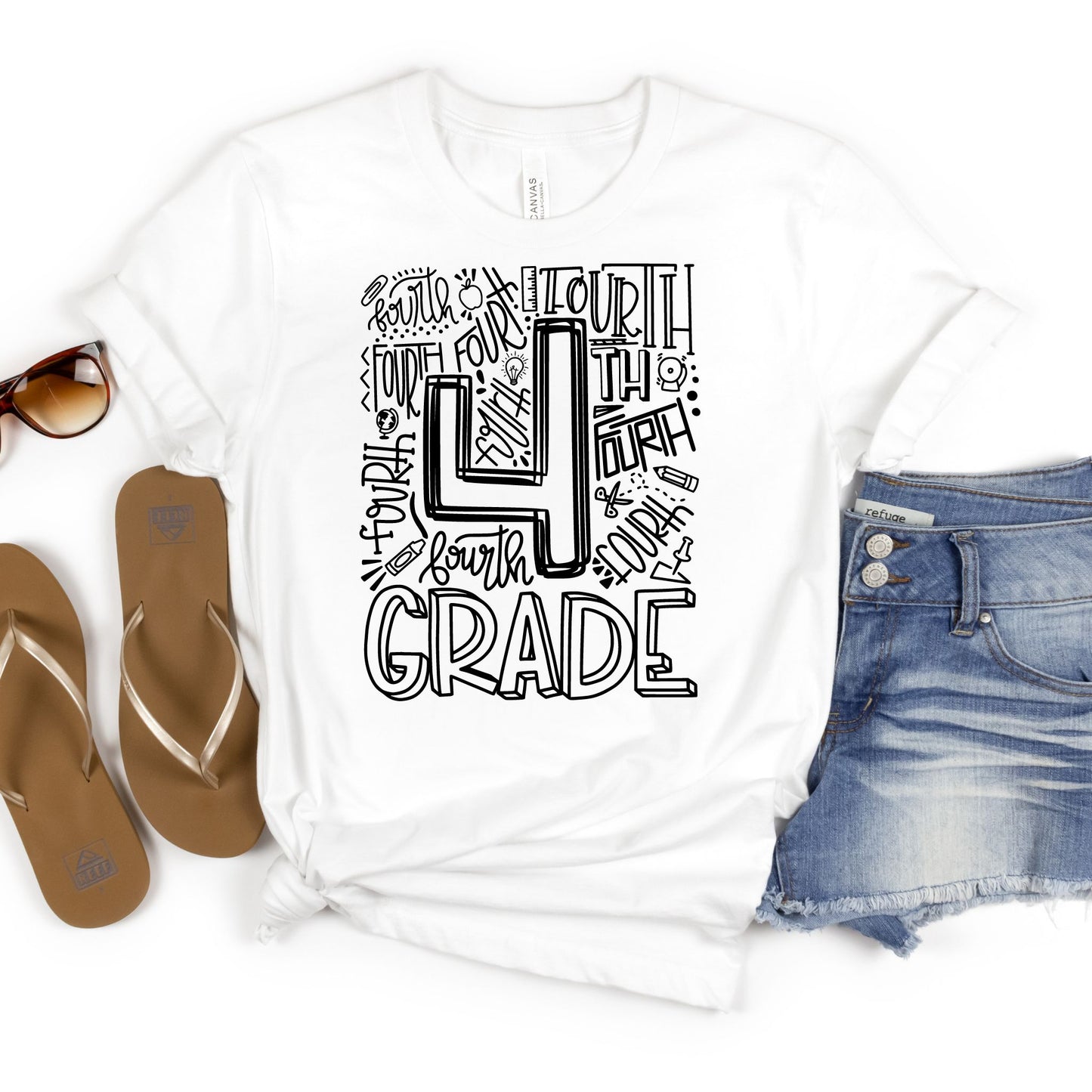 Fourth Grade Typography Primary Color Tees - MariROsa Craft Shop