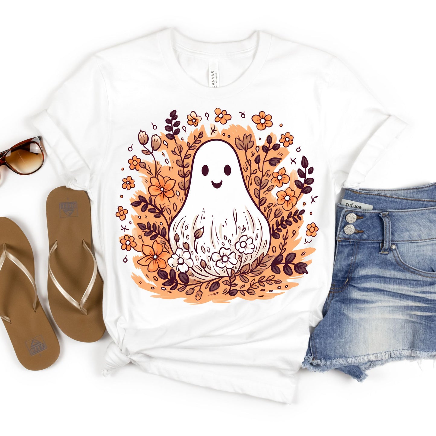 Ghost Fall Flowers Tee - MariROsa Craft Shop