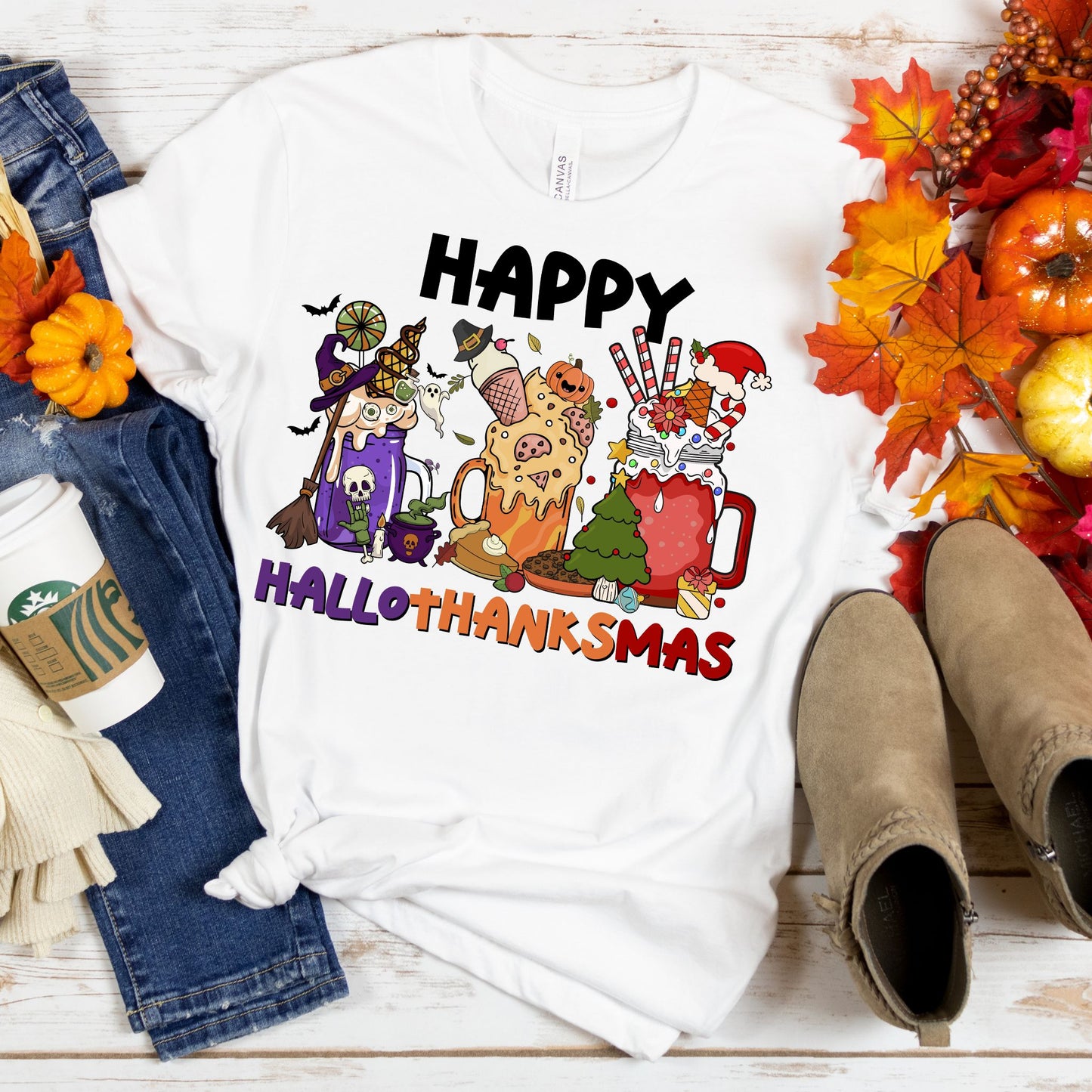 Happy HalloThankMas Tee - MariROsa Craft Shop