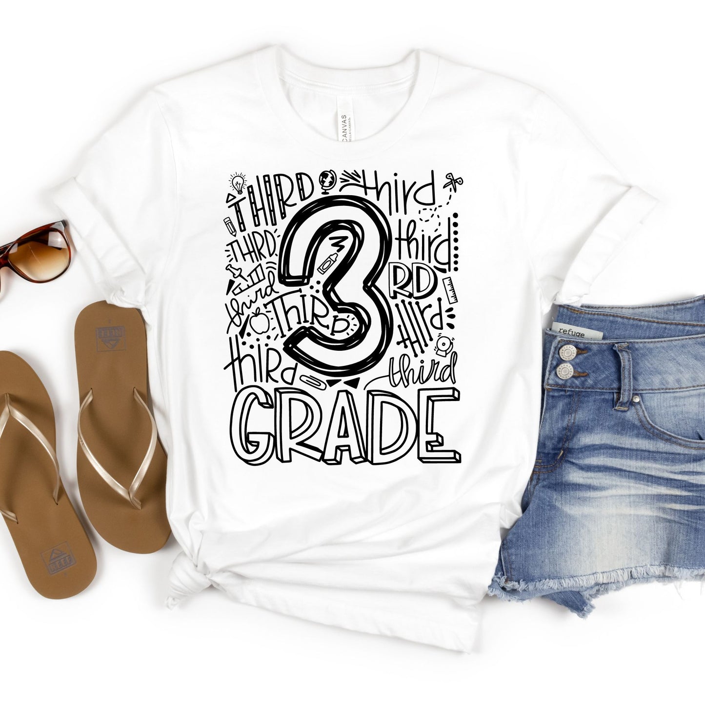 Third Grade Typography Primary Color Tees - MariROsa Craft Shop