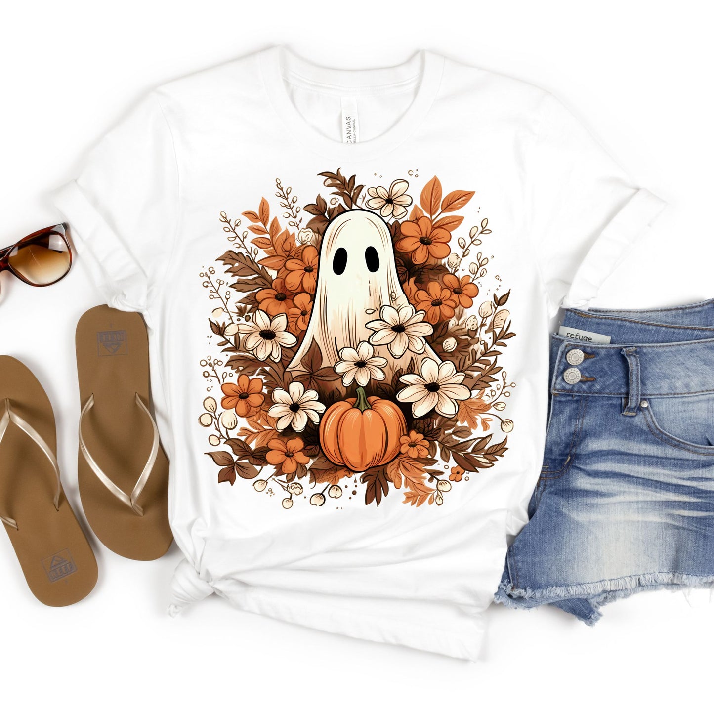 Ghost Pumpkin Fall Tee - MariROsa Craft Shop