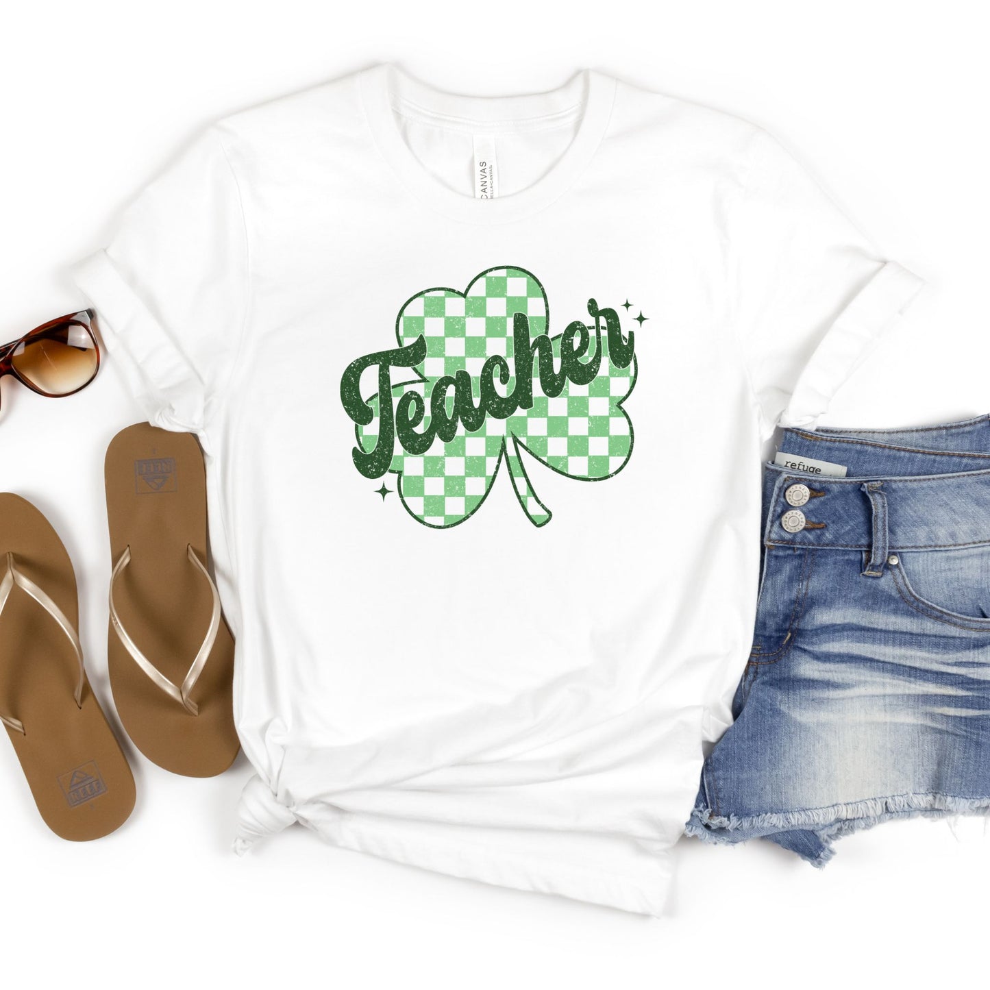 Teacher Shamrock Retro Style Tee
