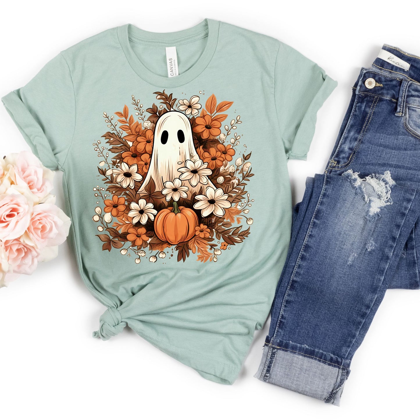 Ghost Pumpkin Fall Tee - MariROsa Craft Shop