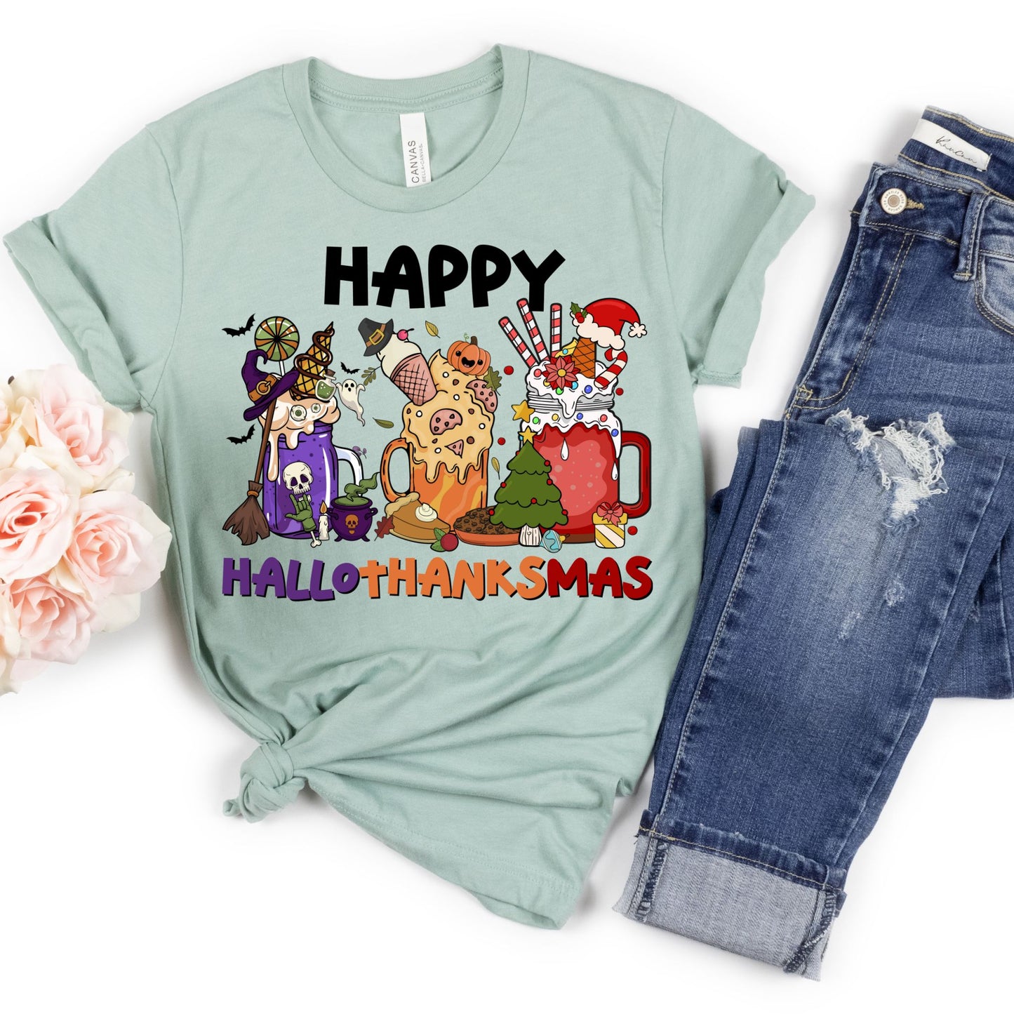 Happy HalloThankMas Tee - MariROsa Craft Shop