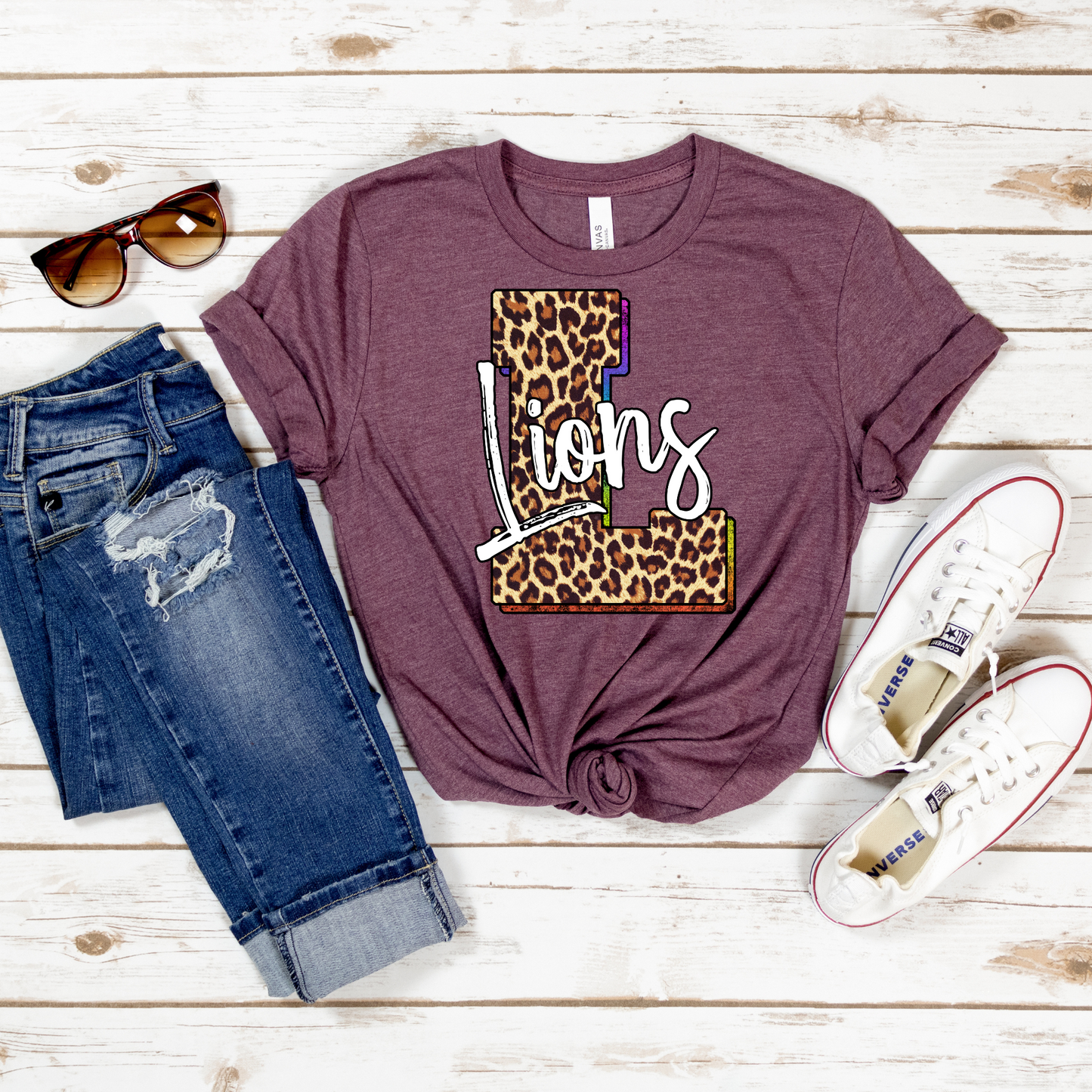 Lions Mascot Leopard Initial L Shirt - MariROsa Craft Shop