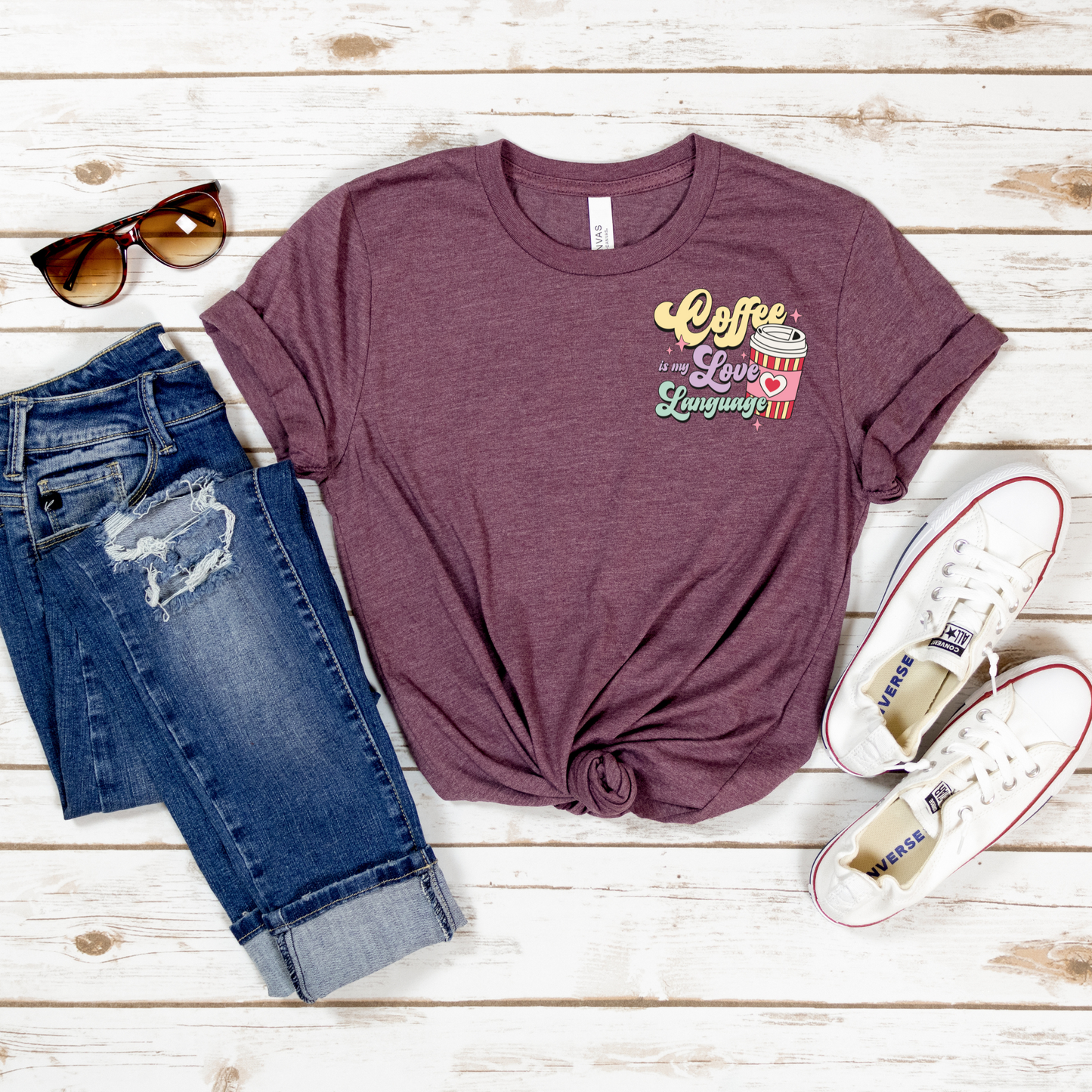 Coffee is My Love Language Pocket Tee - MariROsa Craft Shop