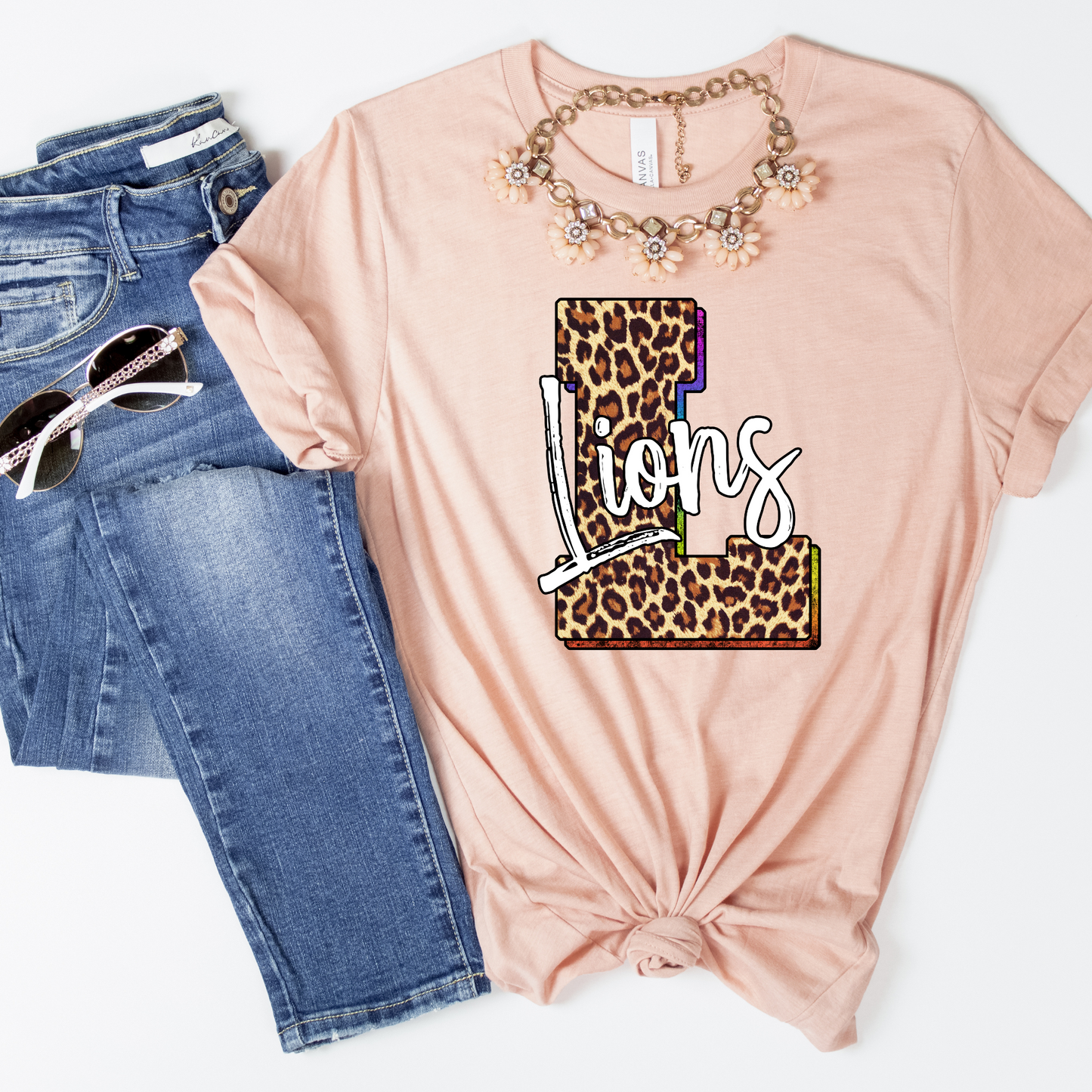 Lions Mascot Leopard Initial L Shirt - MariROsa Craft Shop