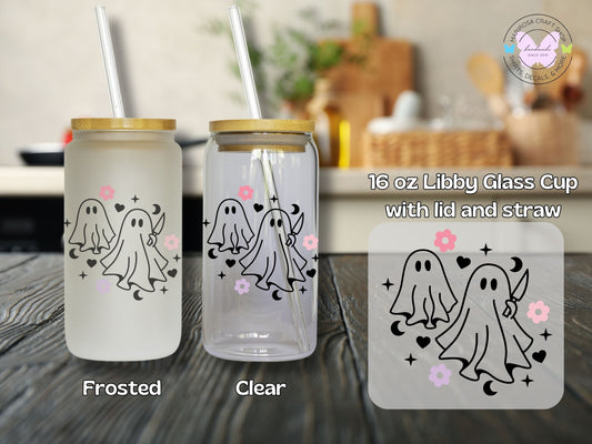 Ghost Duo with Flowers Libby Glass - MariROsa Craft Shop