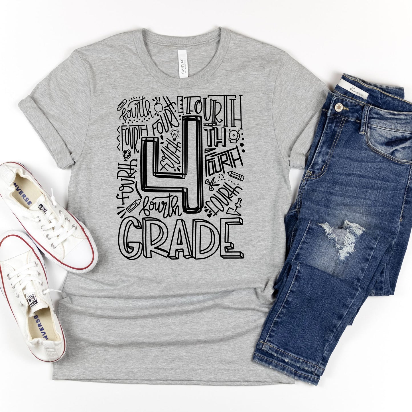 Fourth Grade Typography Assorted Color Tee - MariROsa Craft Shop