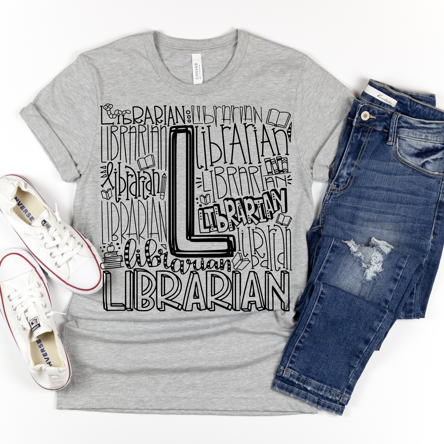 Librarian Typography Design Tee