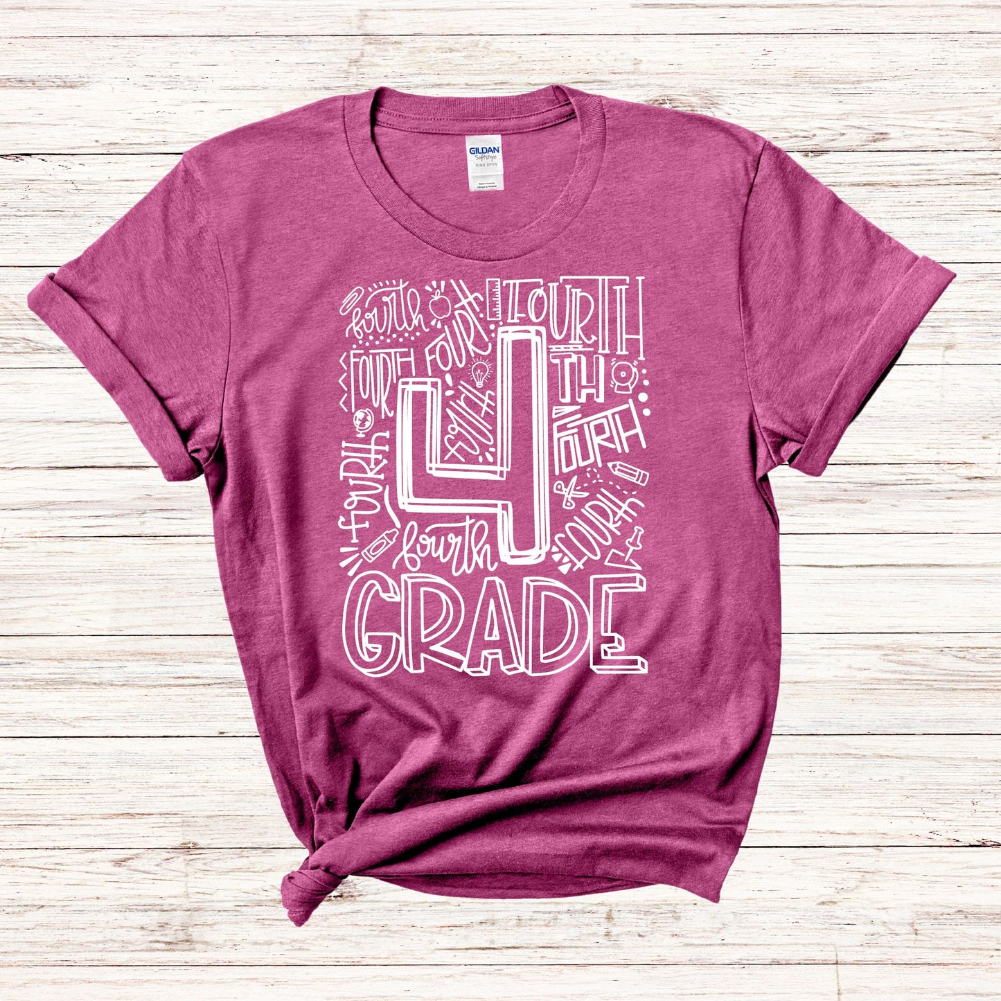 Fourth Grade Typography Assorted Color Tee - MariROsa Craft Shop