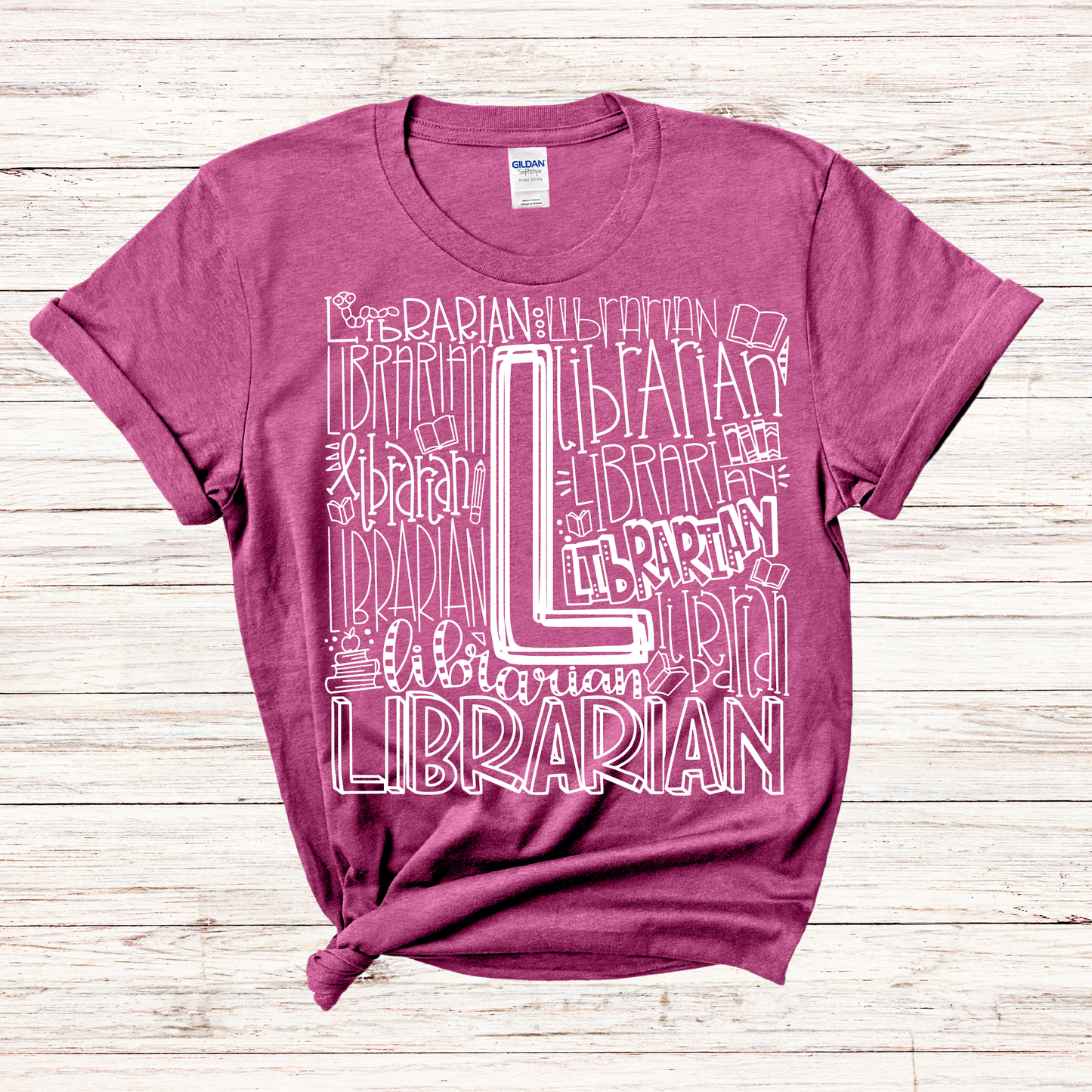 Librarian Typography Design Tee