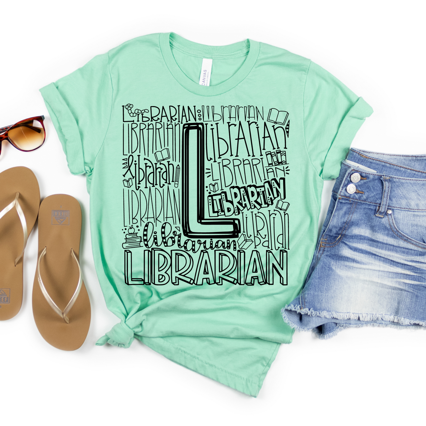 Librarian Typography Design Tee