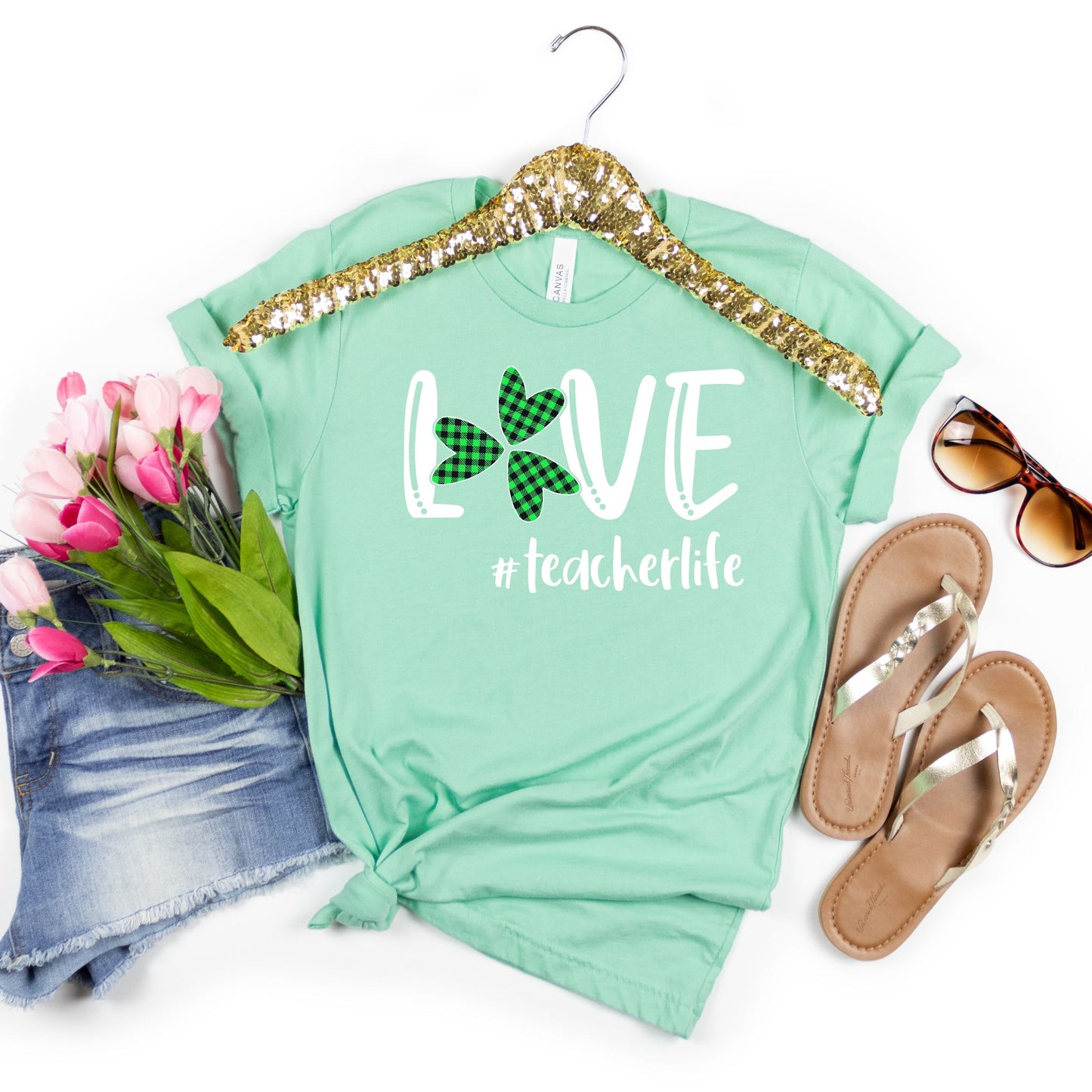 Love #teacherlife Shamrock Tee