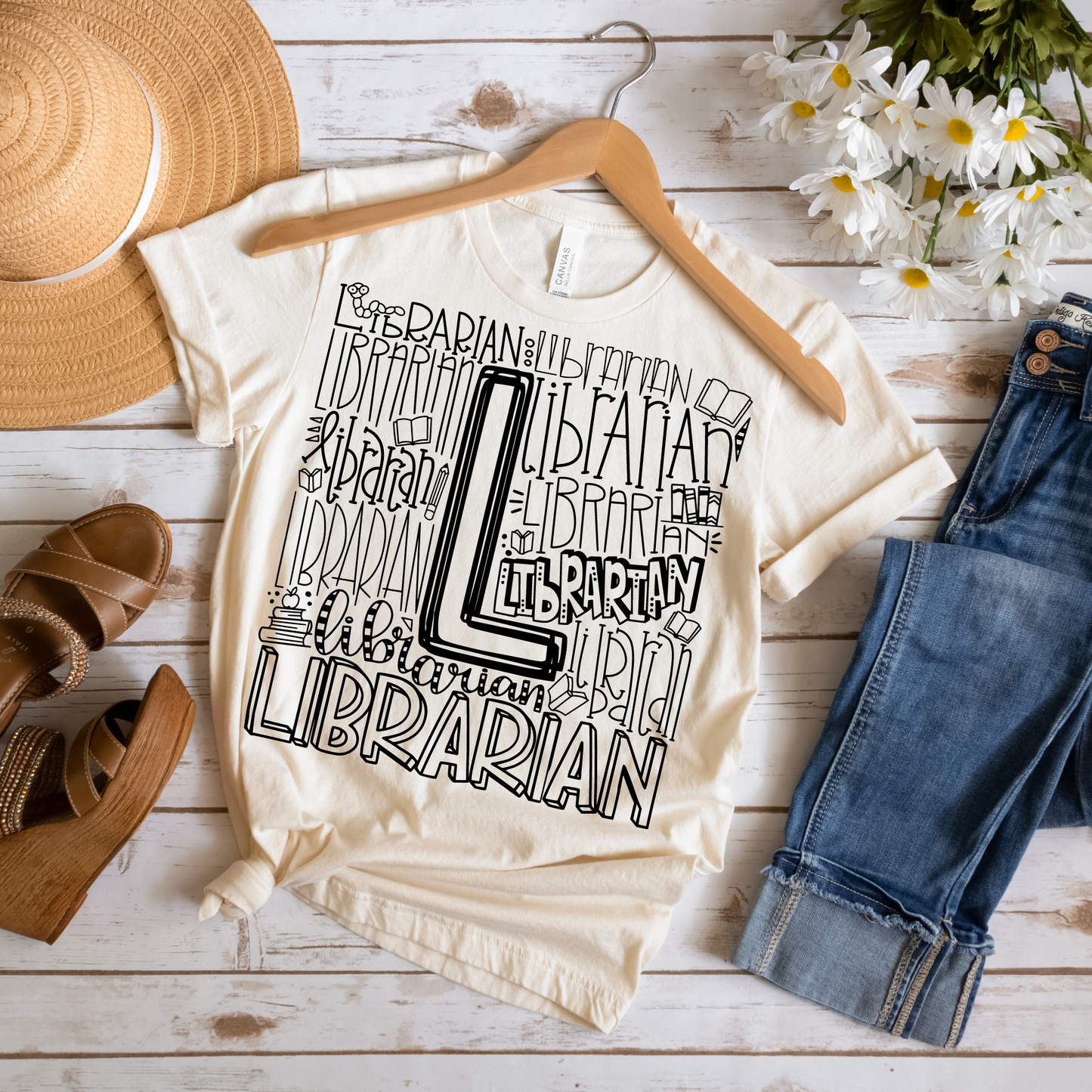 Librarian Typography Design Tee