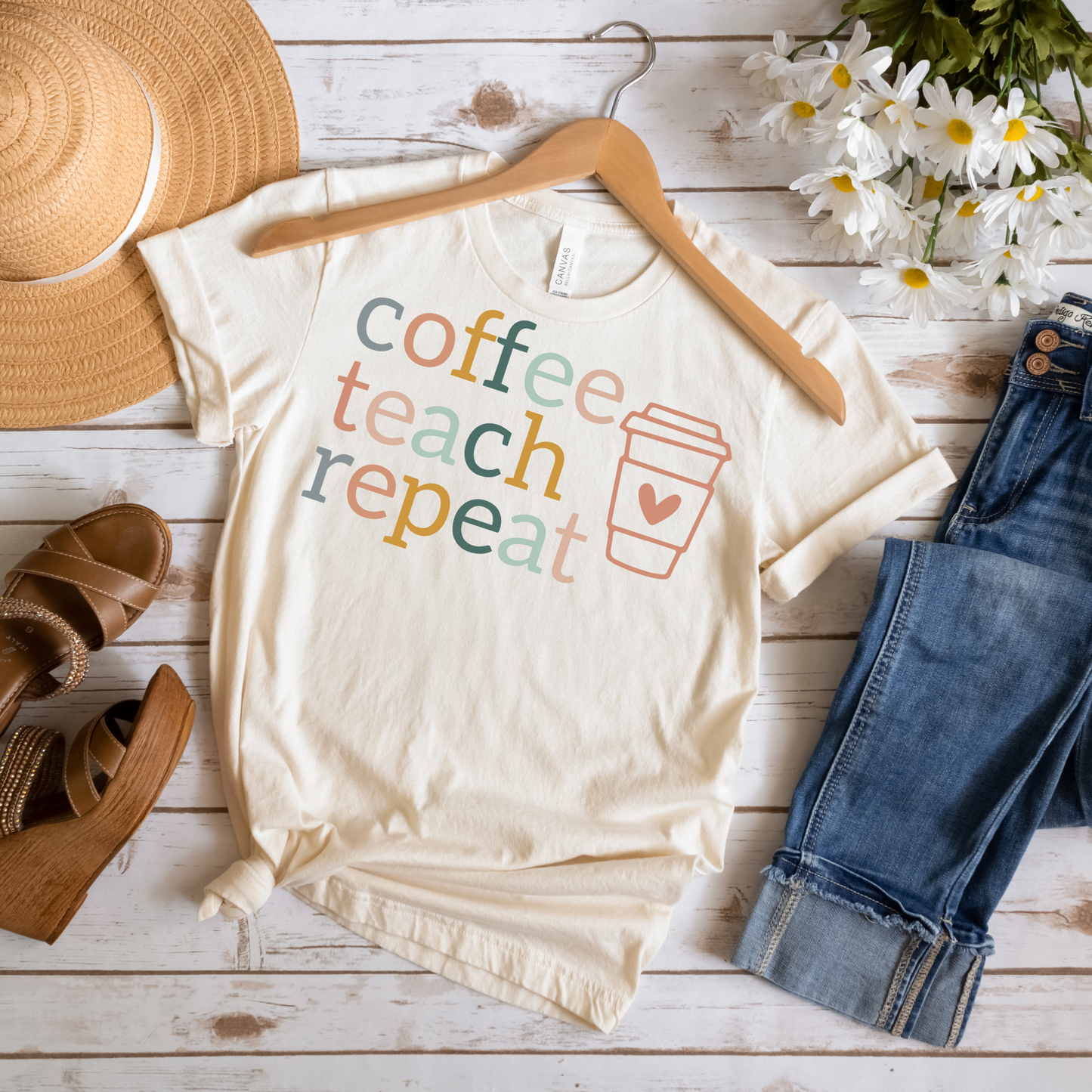 Coffee Teach Repeat Tee