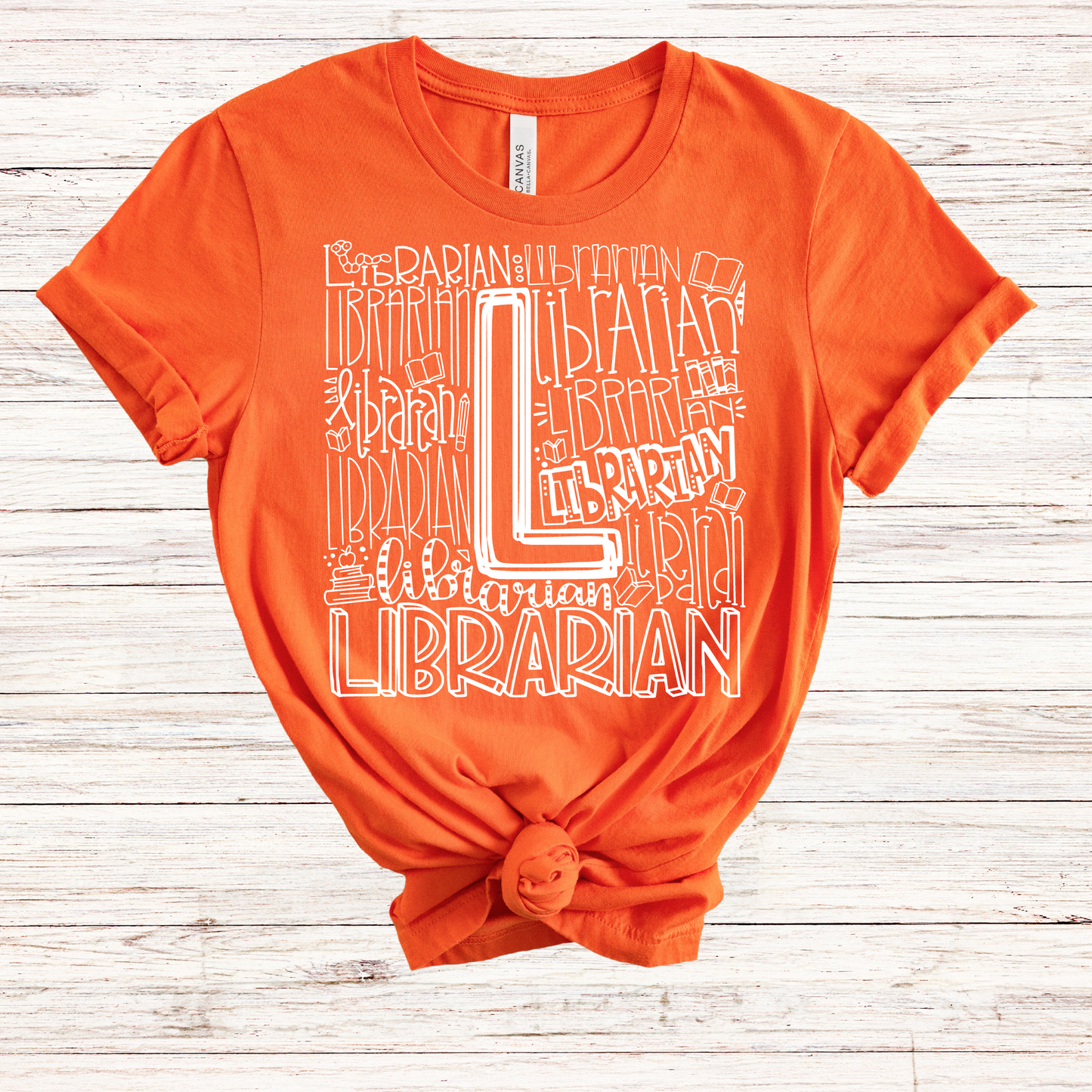 Librarian Typography Design Tee