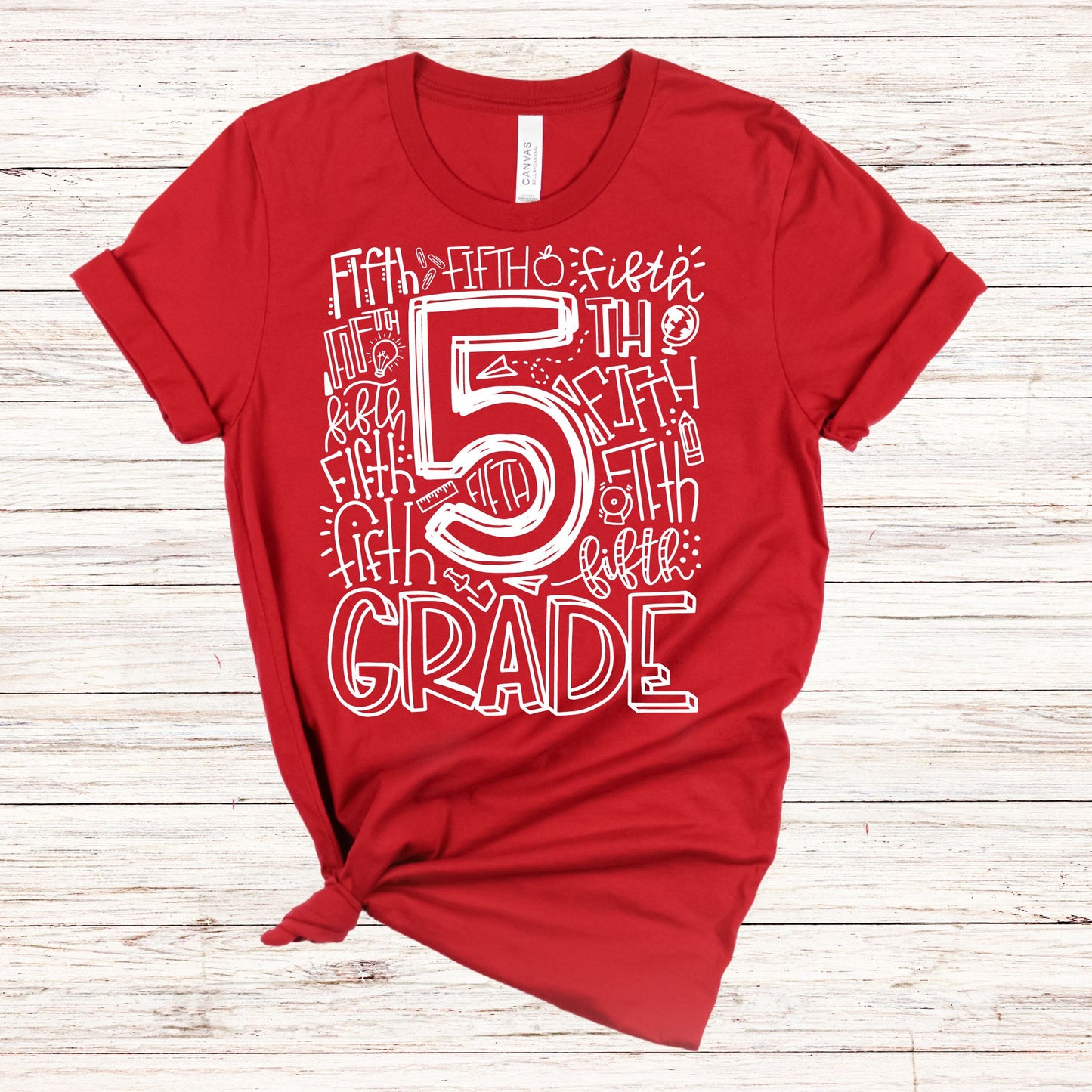 Fifth Grade Typography Primary Color Tees - MariROsa Craft Shop