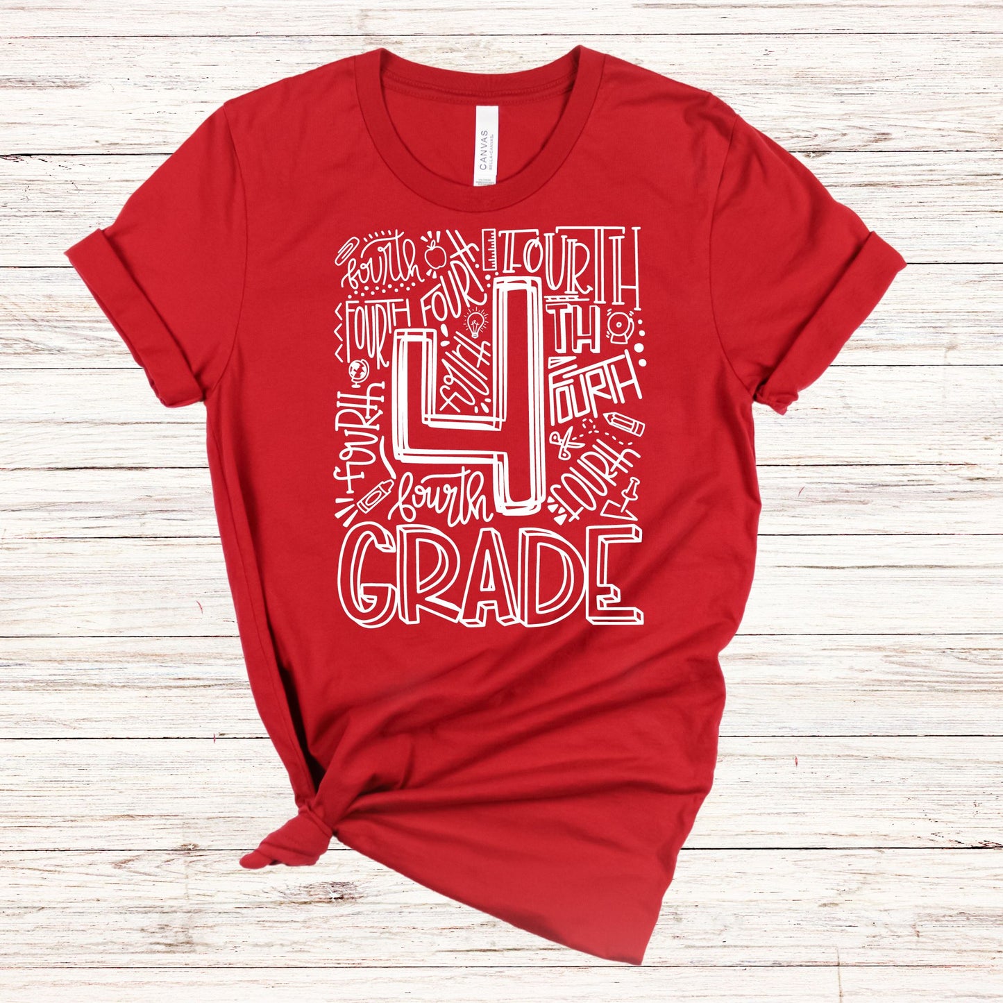 Fourth Grade Typography Primary Color Tees - MariROsa Craft Shop