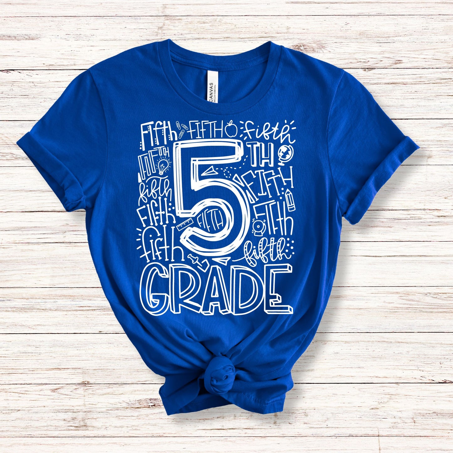 Fifth Grade Typography Primary Color Tees - MariROsa Craft Shop