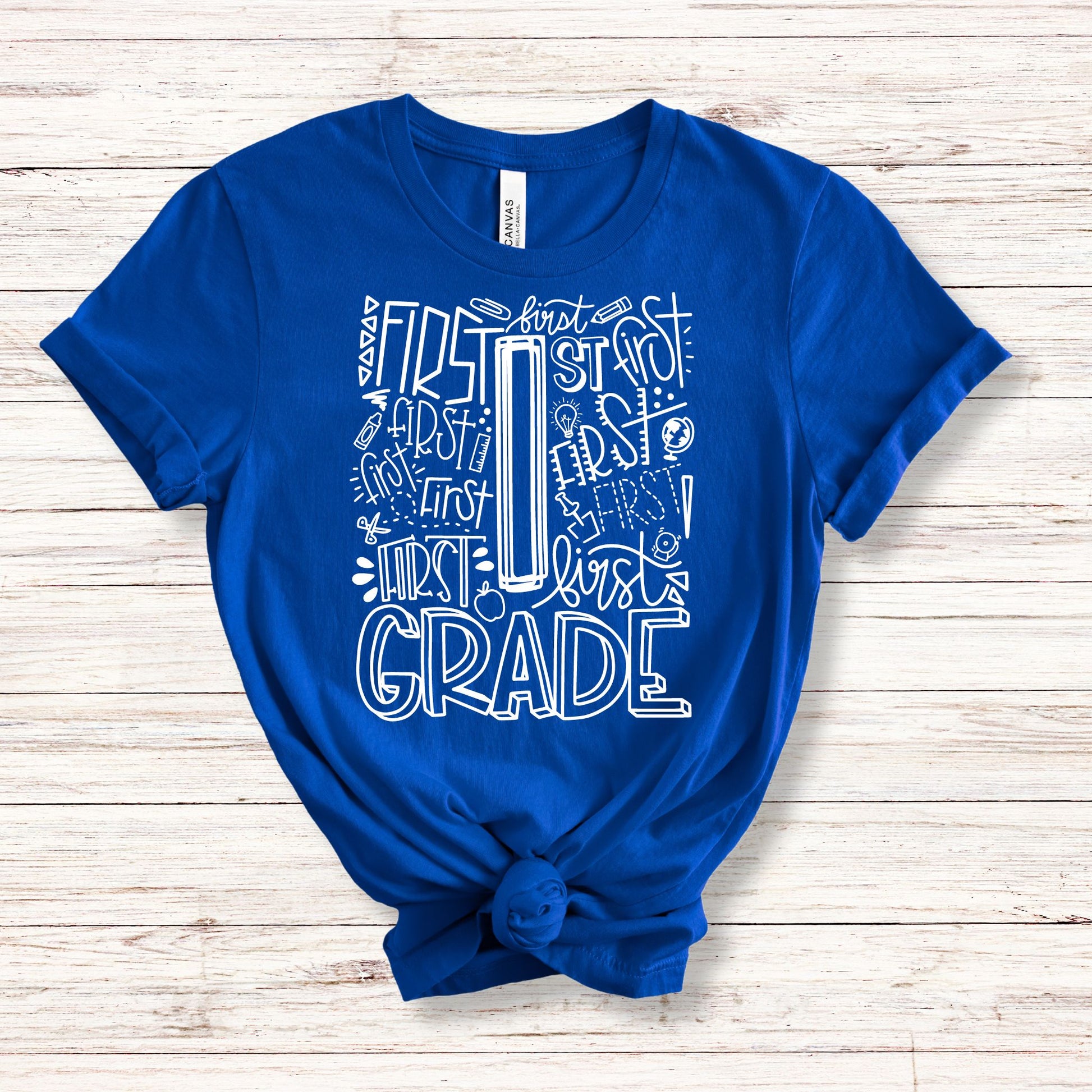 First Grade Typography Primary Color Tees - MariROsa Craft Shop