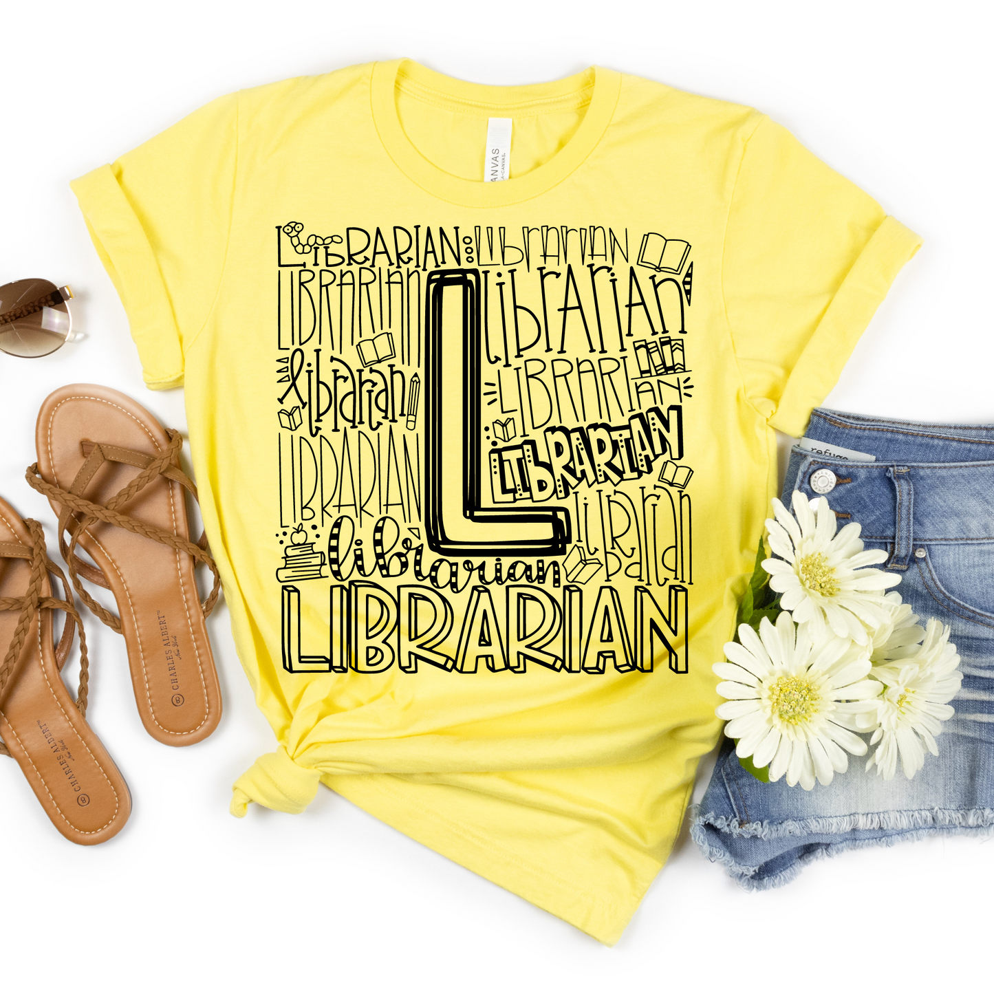 Librarian Typography Design Tee