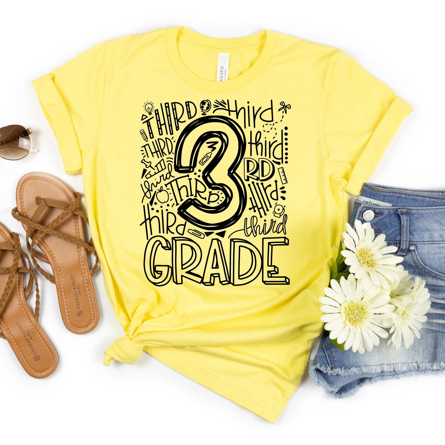 Third Grade Typography Primary Color Tees - MariROsa Craft Shop