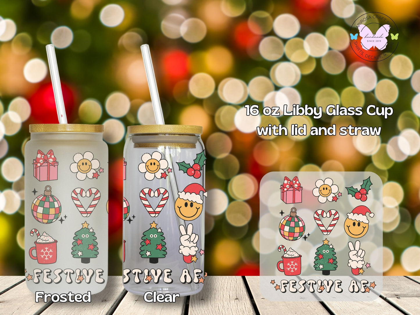 Festive AF Libby Glass - MariROsa Craft Shop